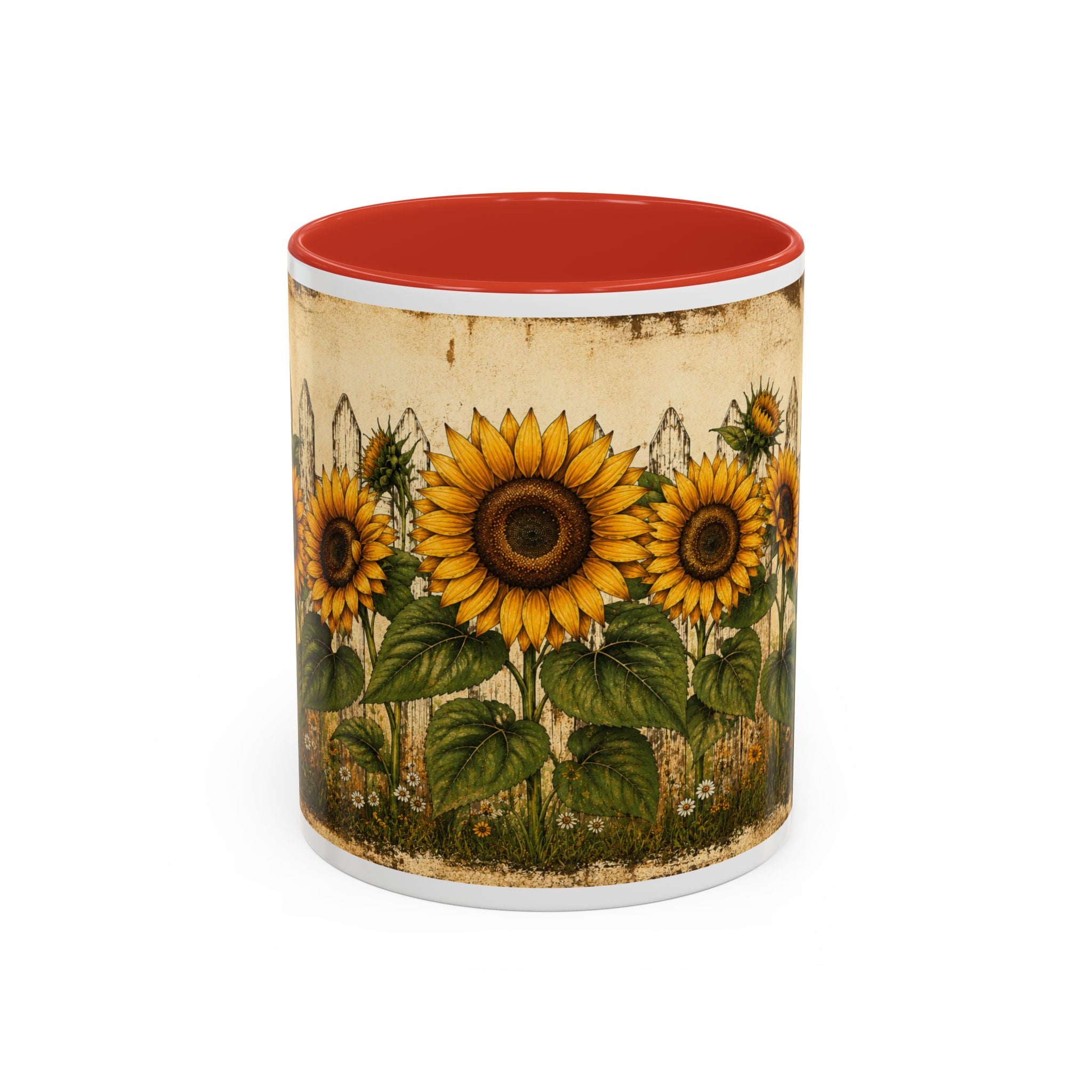Sunflower Garden Coffee Mug — Vintage Farmhouse Floral Accent Mug