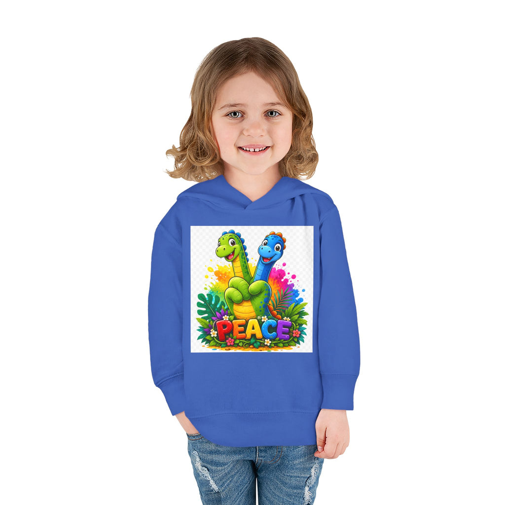 Toddler Hoodie — Colorful Peace Dinosaurs Graphic Pullover