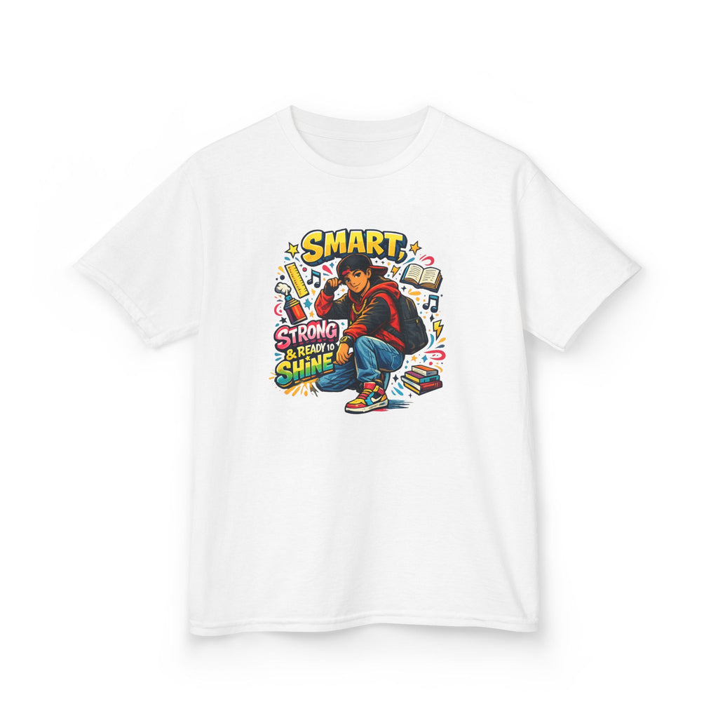 Kids Tee — "Smart, Strong, Ready to Shine" School Motivation Graphic