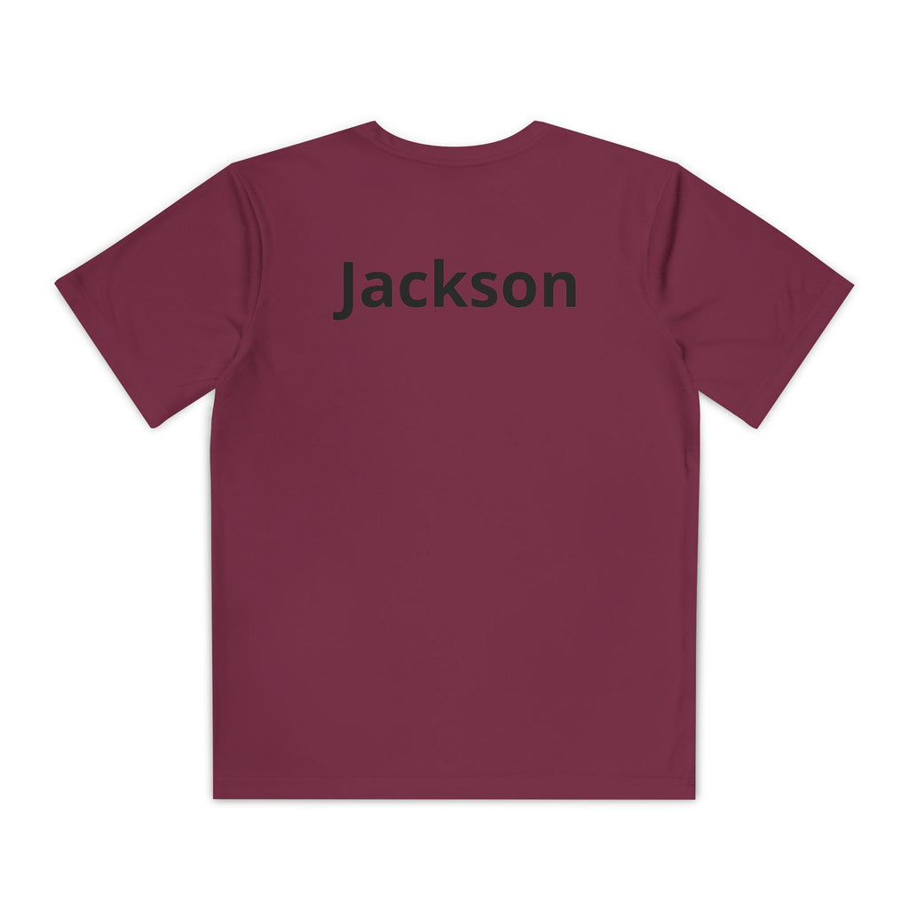 Youth Basketball Tee, Back to School — "Focus Work Win" Personalized Name Jersey