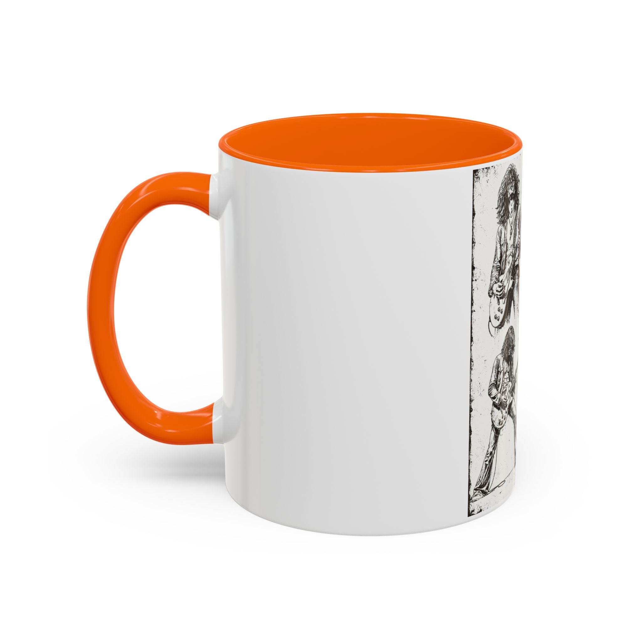 Rock Guitarist Sketch Accent Coffee Mug — Vintage Band Art 11/15oz