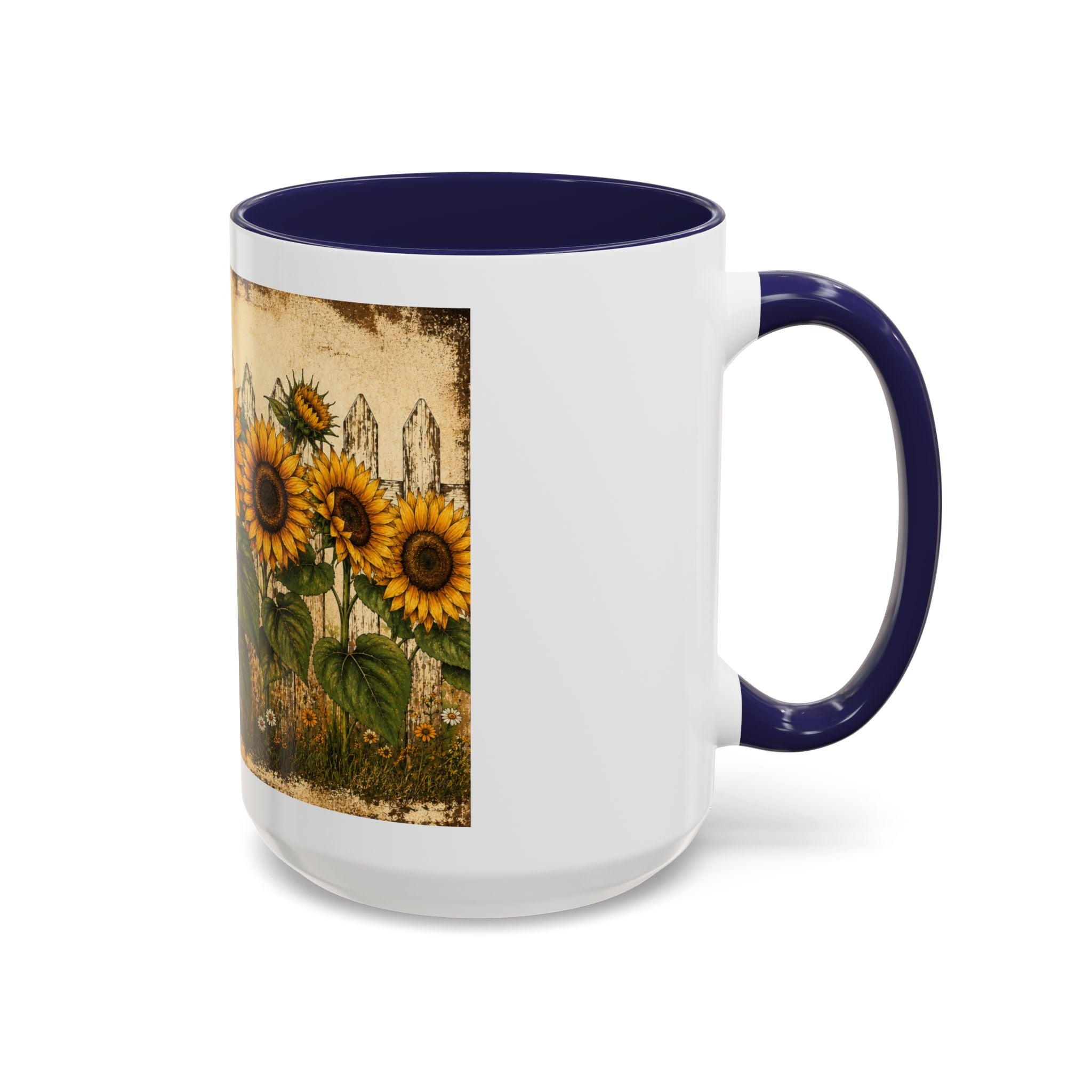 Sunflower Garden Coffee Mug — Vintage Farmhouse Floral Accent Mug