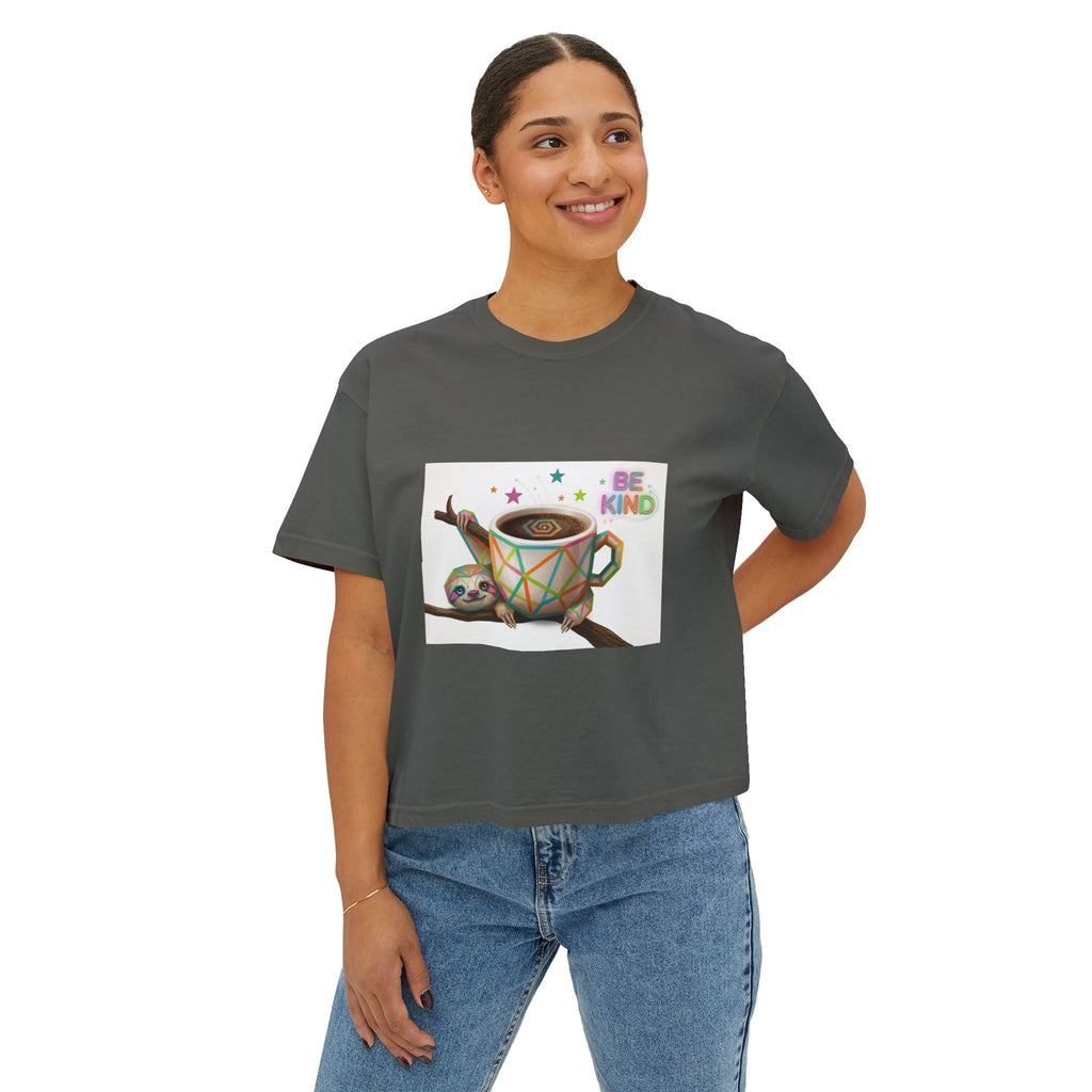 Cute Shiba Inu Coffee Tee — 'in my urge to walk out' Women's Boxy T-Shirt