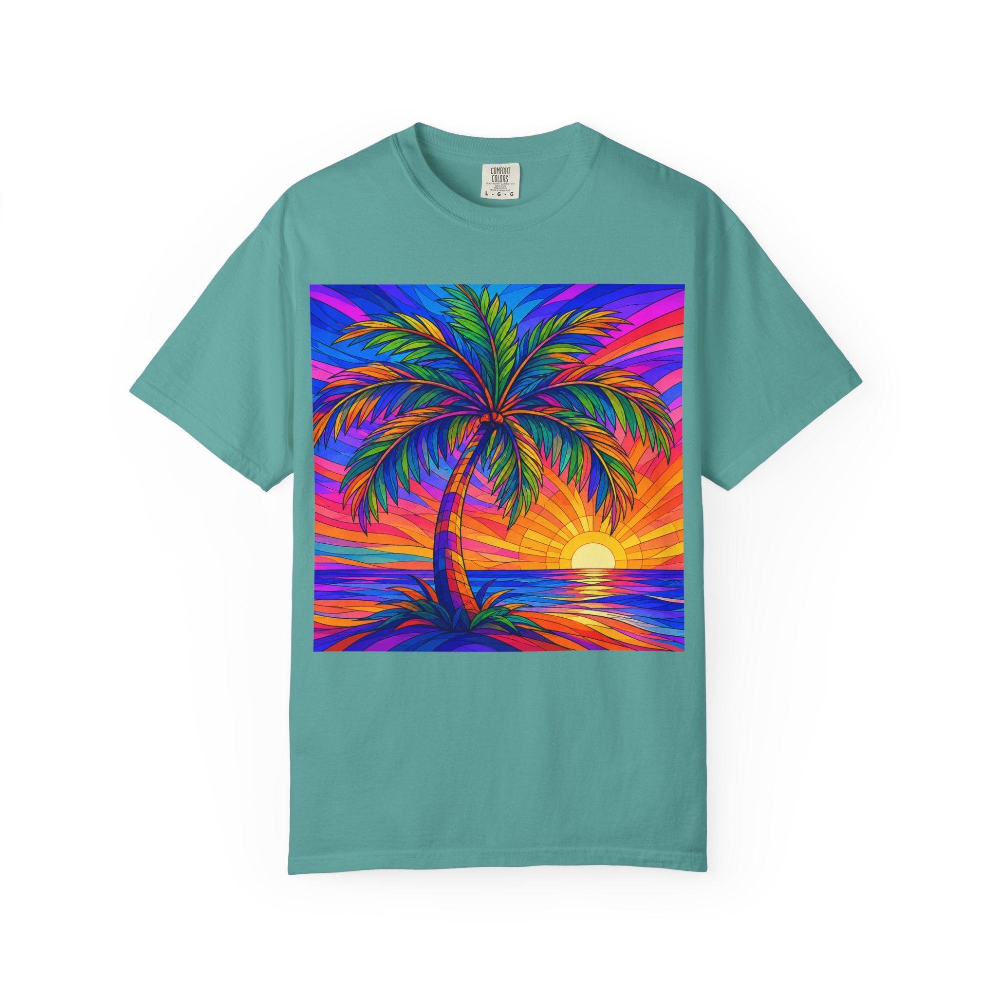 Sunset Palm T-Shirt — Vibrant Tropical Beach Tee
