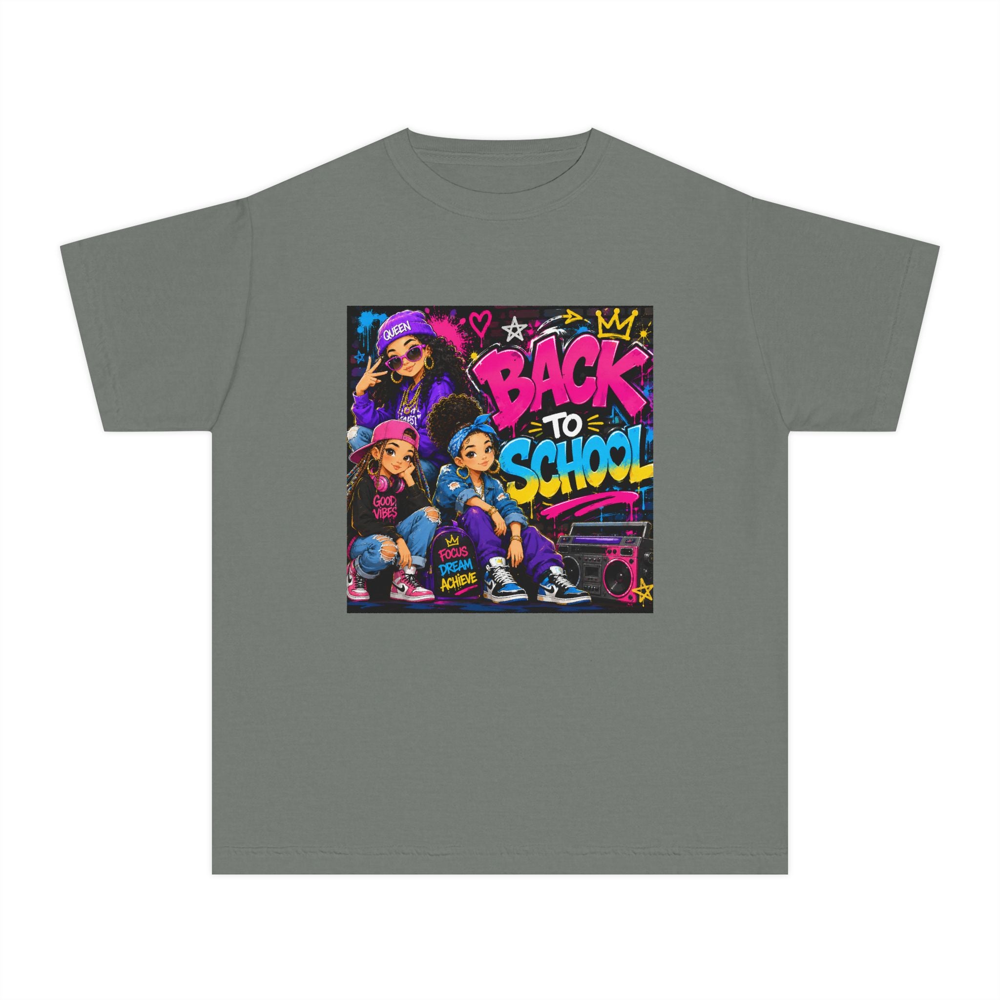 Back to School Youth Tee — Retro Hip-Hop Graphic with Custom Name