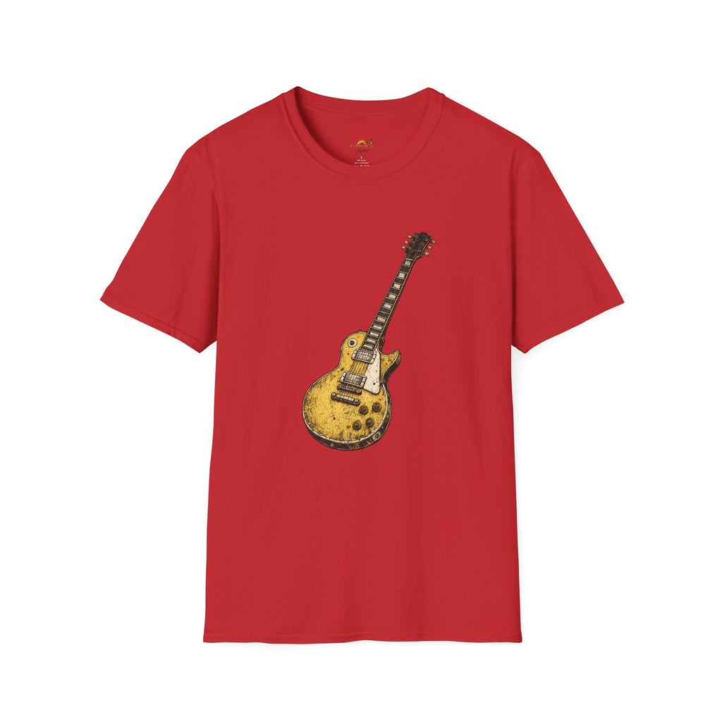 Guitar Illustration T-Shirt — Vintage Les Paul Graphic Tee for Music Lovers