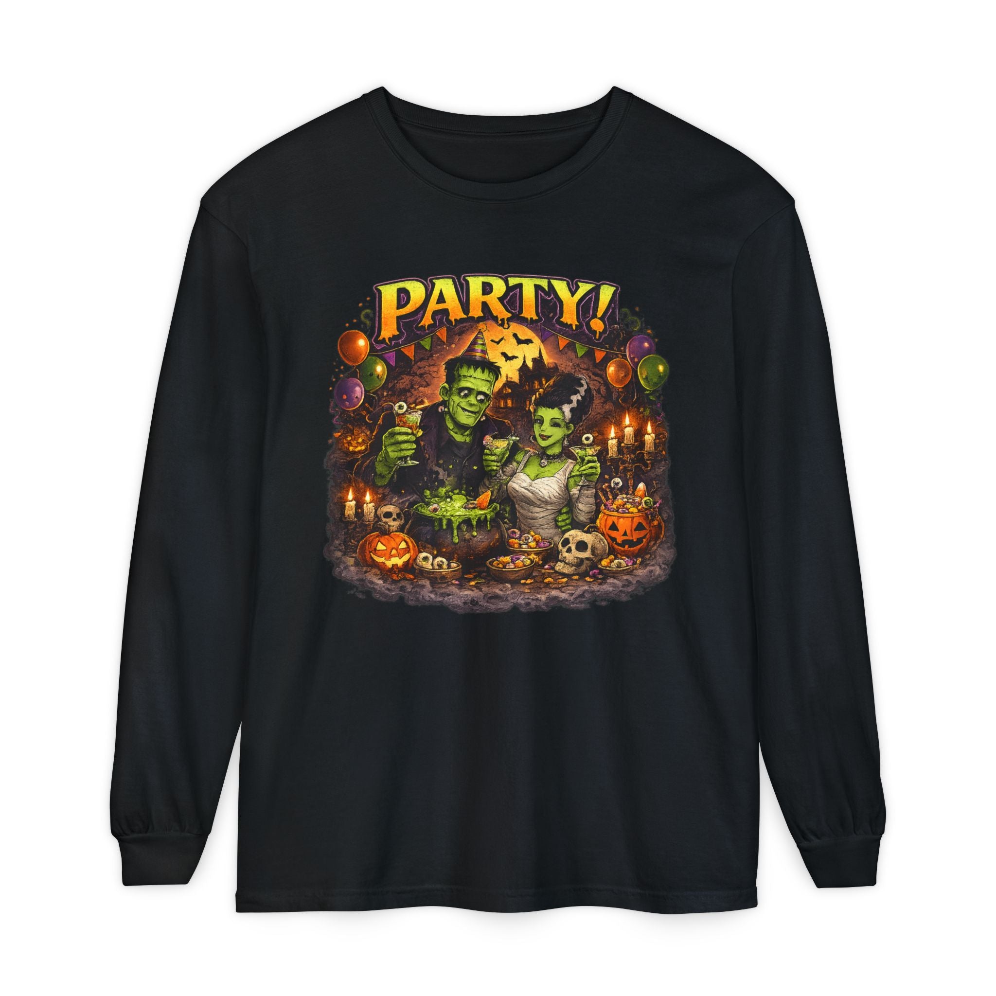 Mr. & Mrs. Frankenstein Halloween Monster Party Long Sleeve T-Shirt