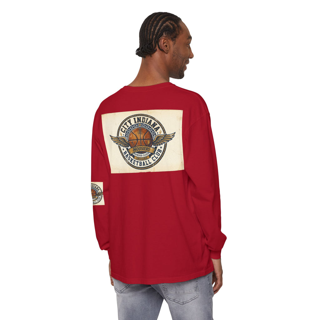 Basketball Club Long Sleeve Tee — City Indiana Winged Ball Graphic