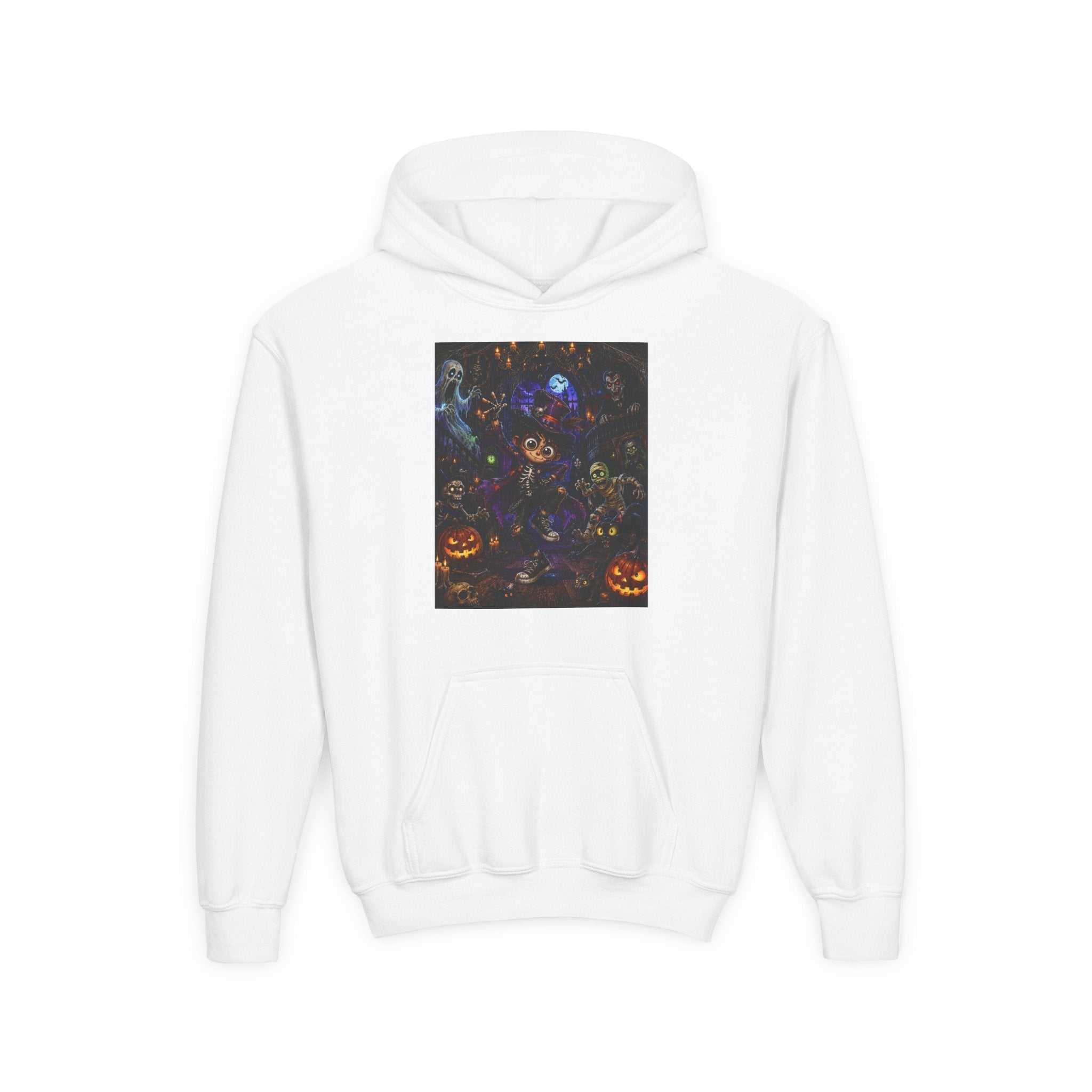 Youth Hoodie - Spooky Magician Halloween Jack-o'-Lantern Galaxy Design