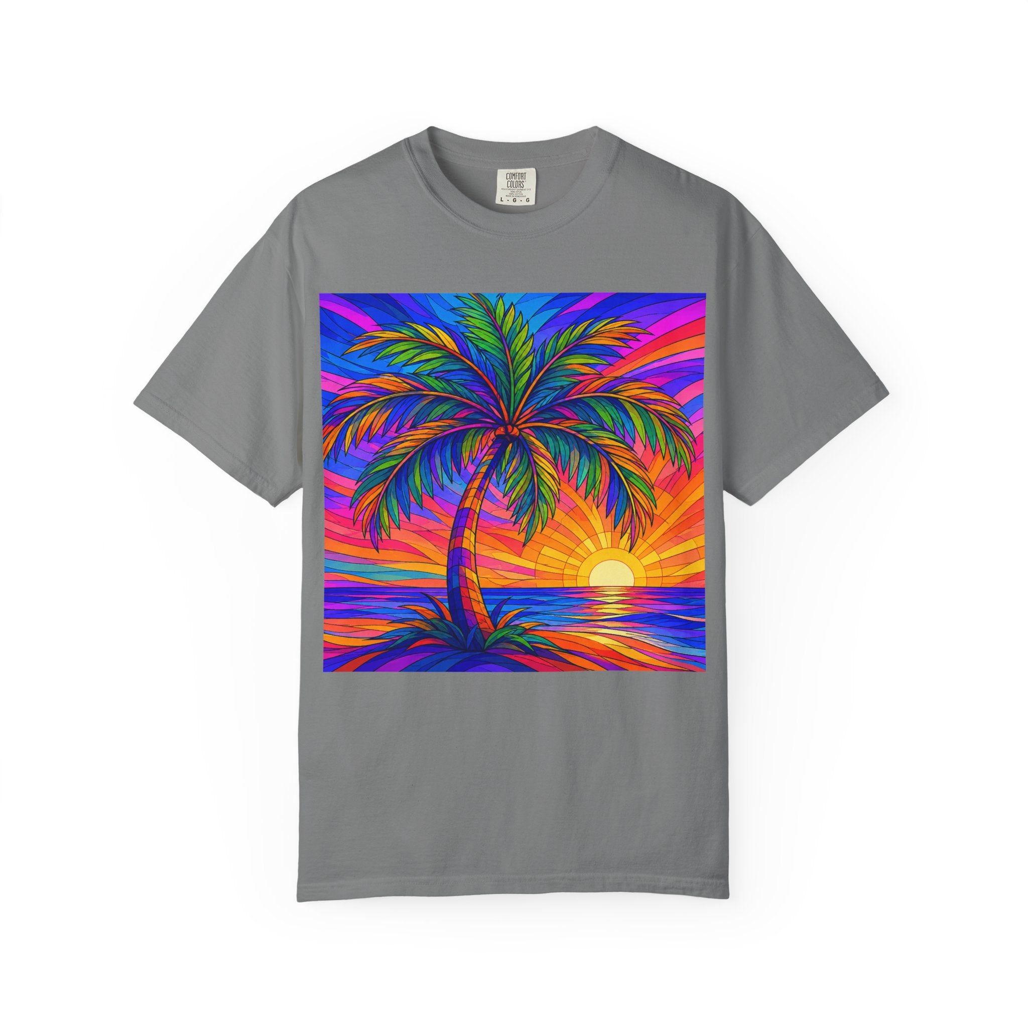 Sunset Palm T-Shirt — Vibrant Tropical Beach Tee