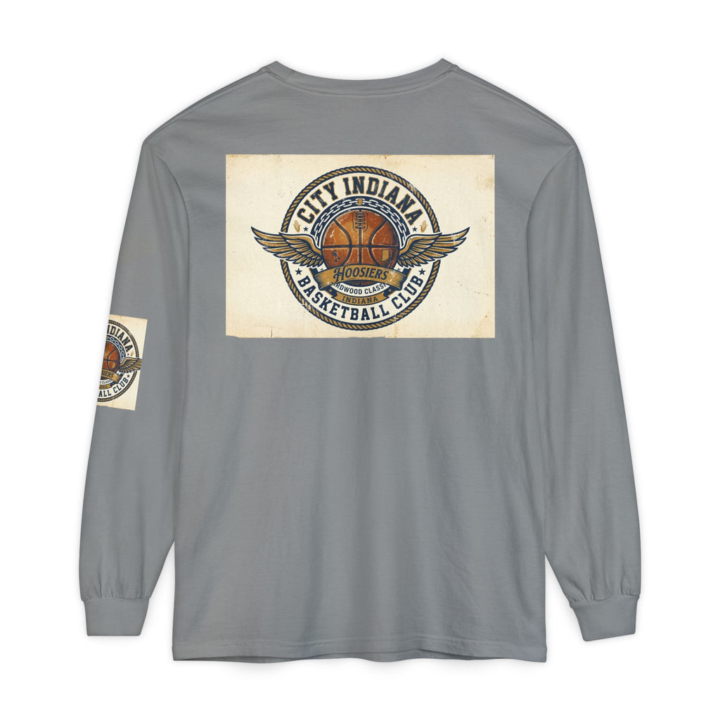 Basketball Club Long Sleeve Tee — City Indiana Winged Ball Graphic