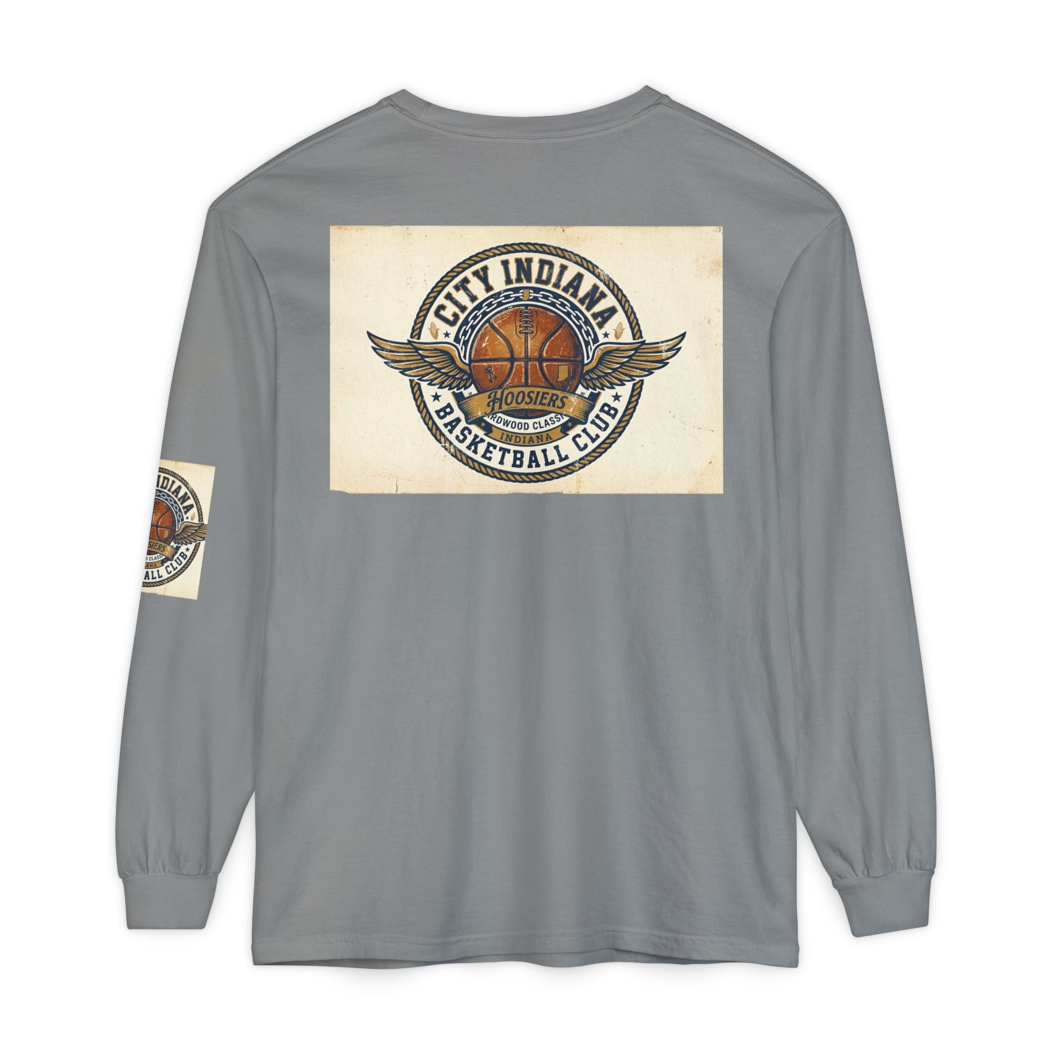 Basketball Club Long Sleeve Tee — City Indiana Winged Ball Graphic