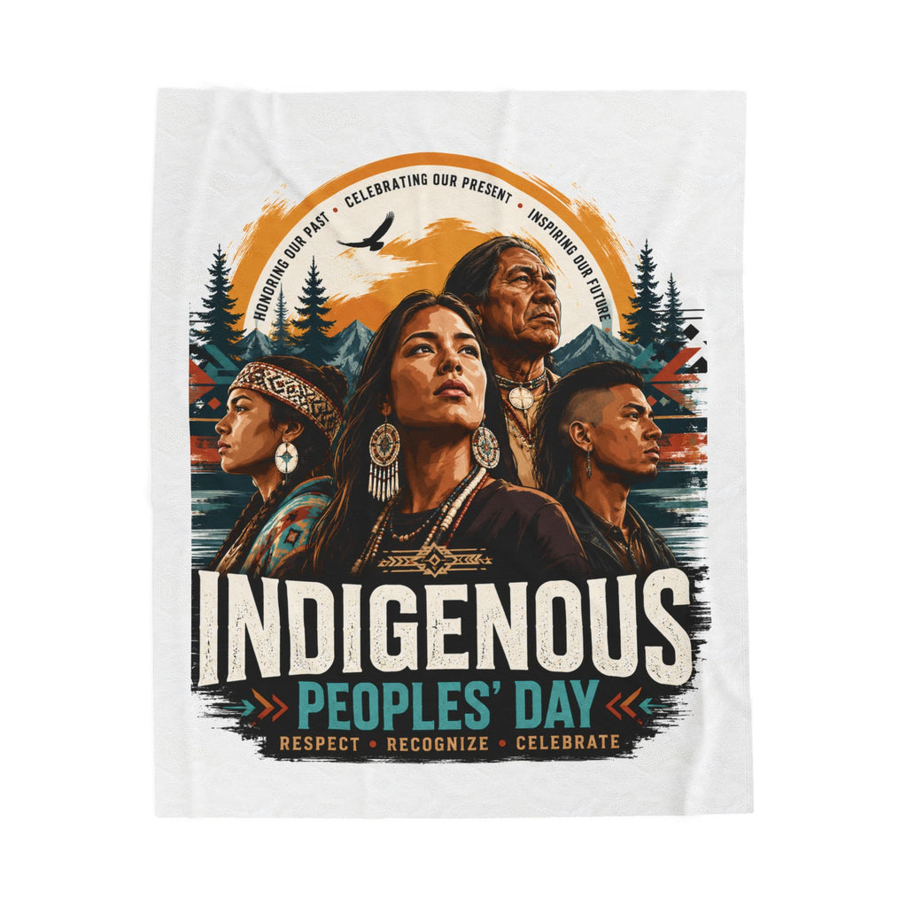 Velveteen Plush Blanket — Indigenous Peoples' Day Tribute Throw (Respect • Recognize • Celebrate)