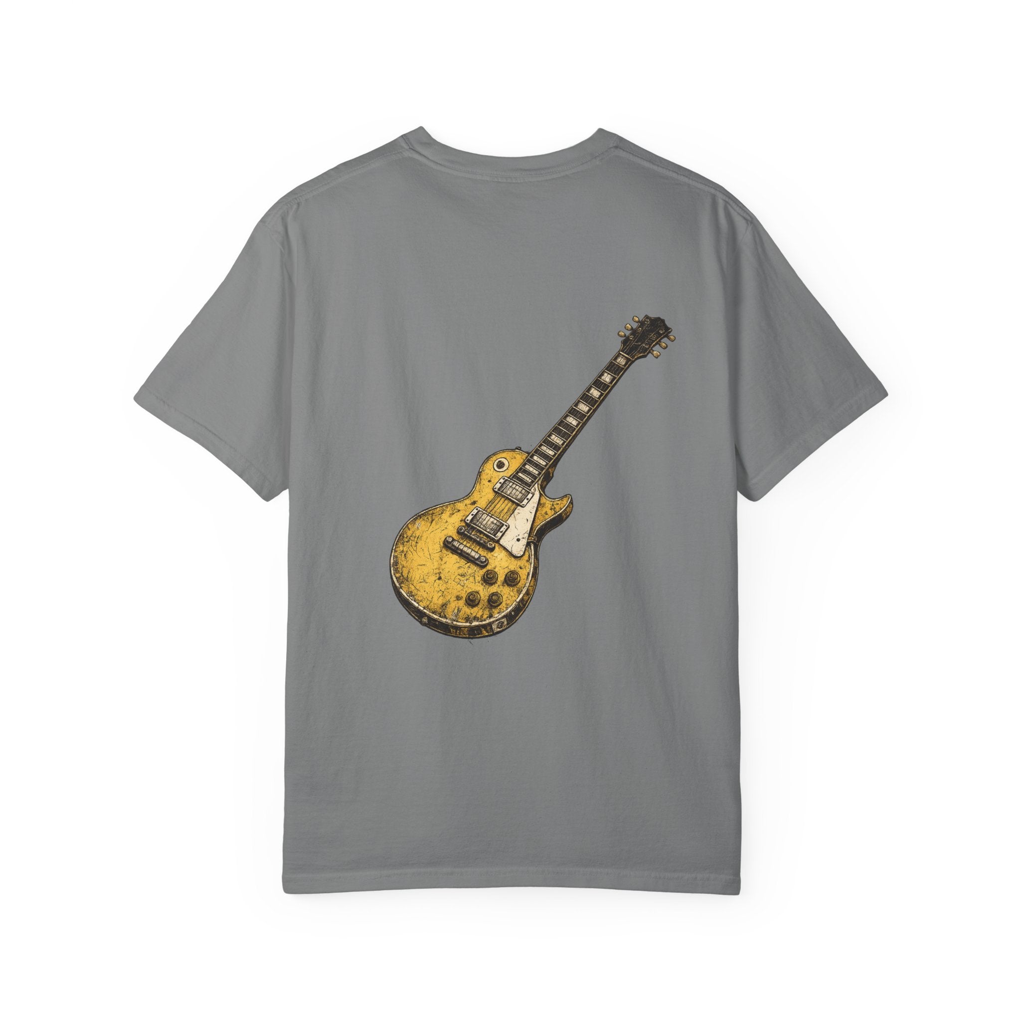 Vintage Rock Guitar T-Shirt — Grunge Band Photo & Les Paul Back Print