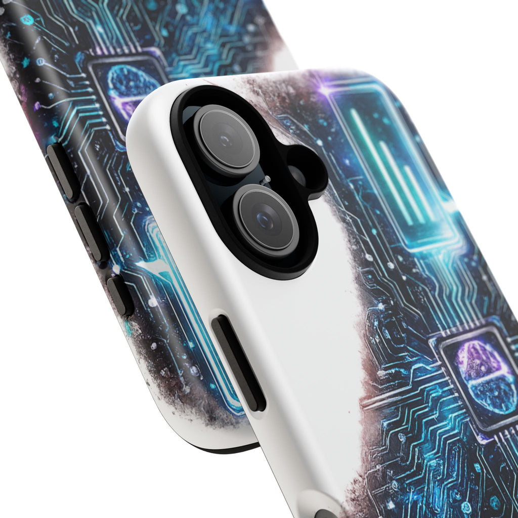 Tech Circuit Tough Phone Case — Futuristic Neon PCB Design