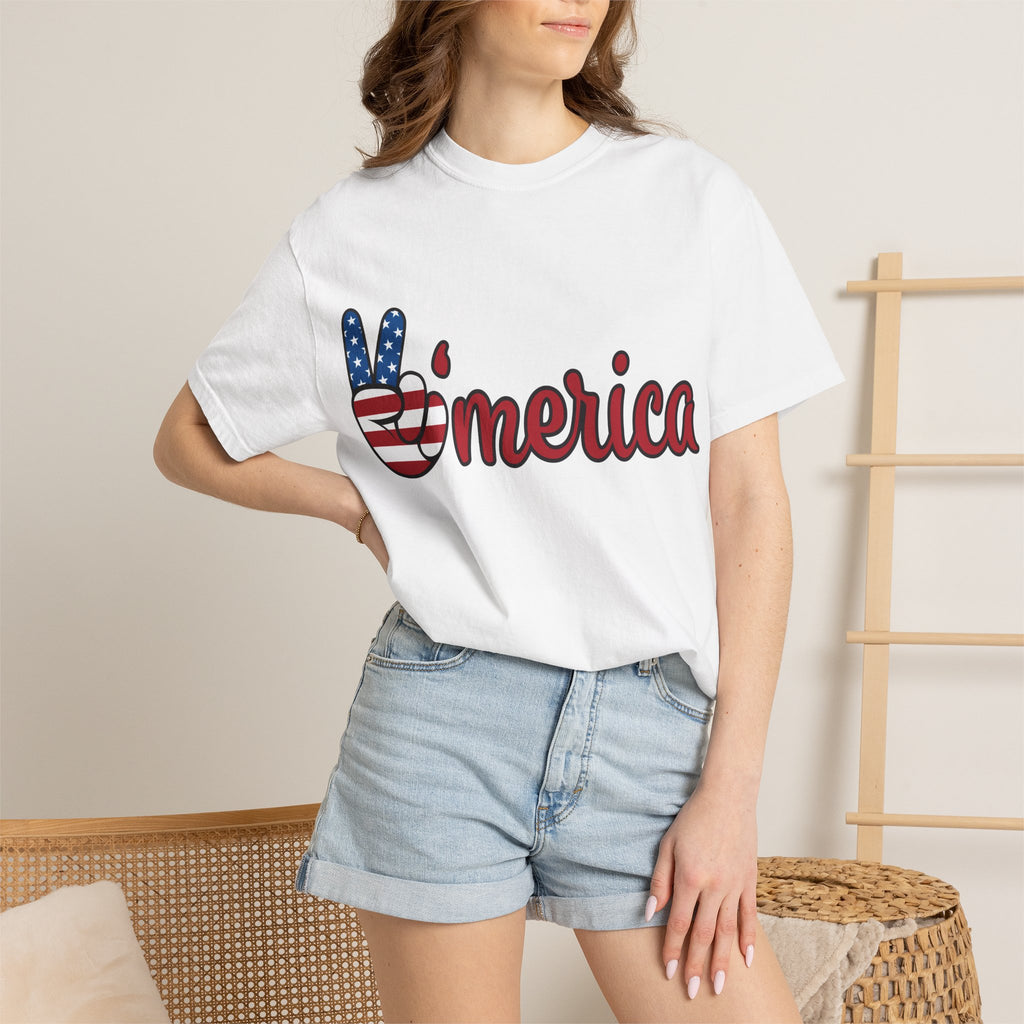 'Merica Peace Sign T-Shirt — 250th Anniversary of America Flag Tee (1776–2026)