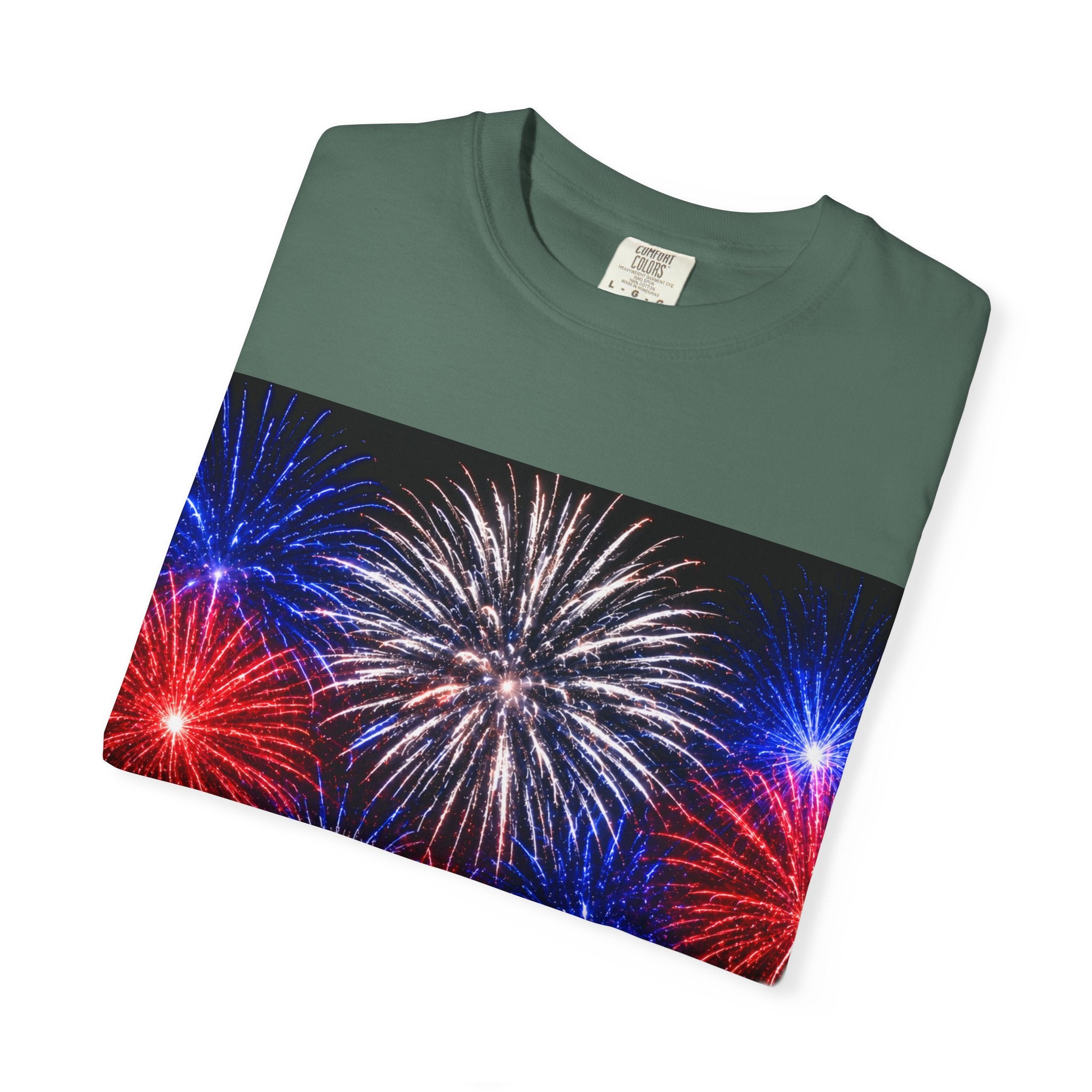 Fireworks Celebration T-Shirt — Red, White & Blue Festival Graphic