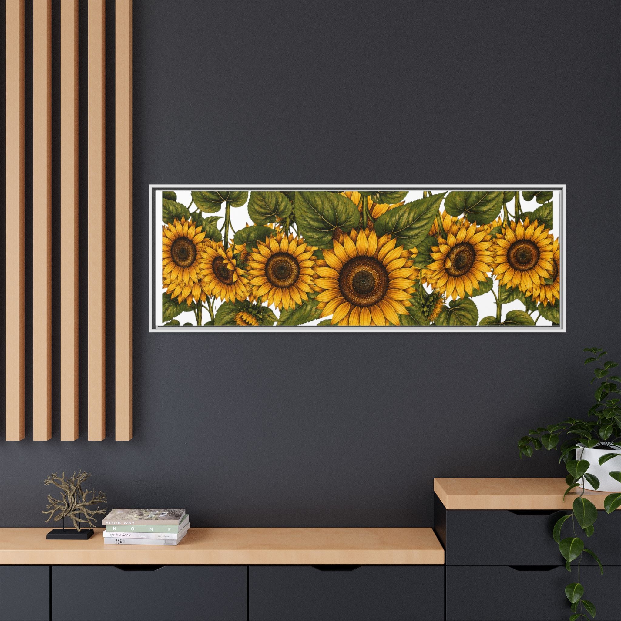 Framed Sunflower Canvas Print — Matte Floral Wall Art