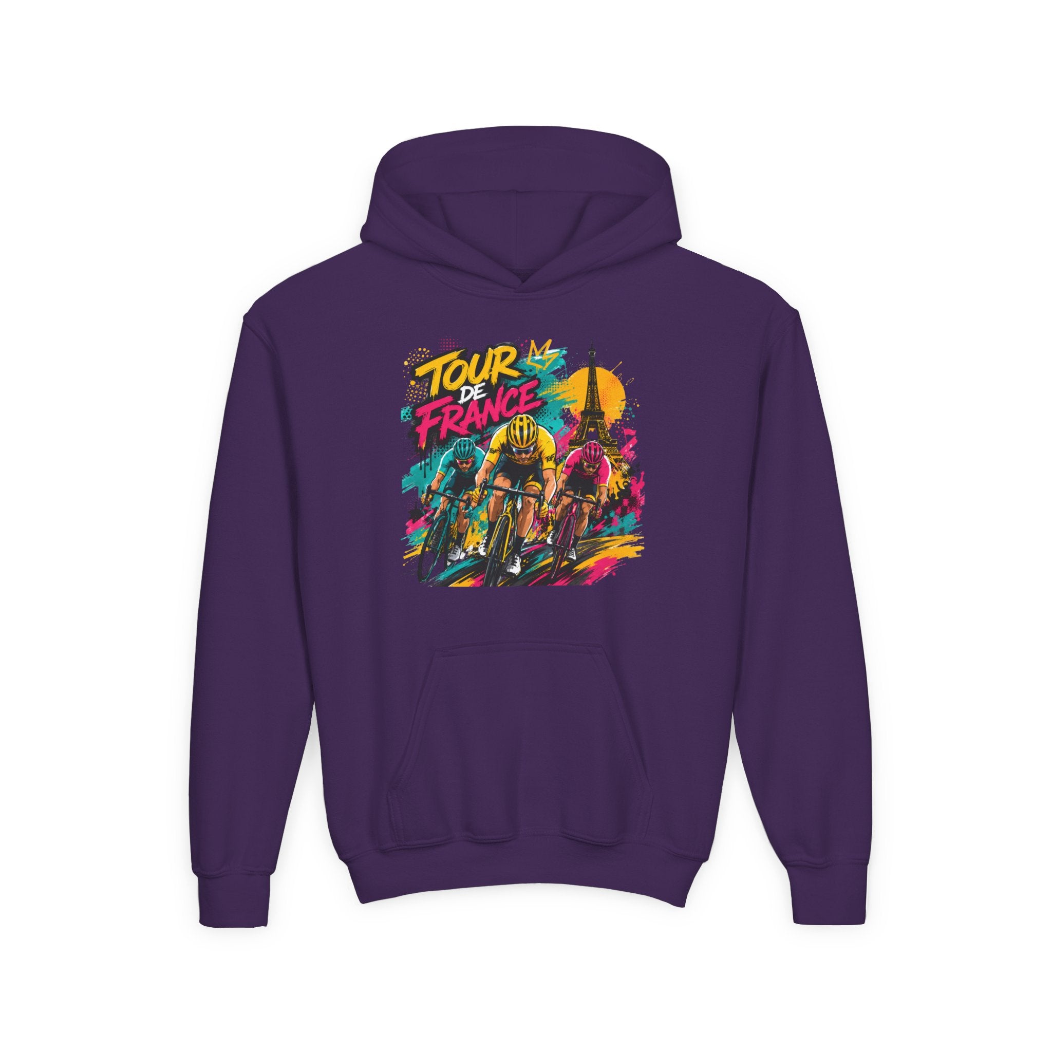 Tour de France Youth Hoodie — Colorful Cycling Graphic Sweatshirt