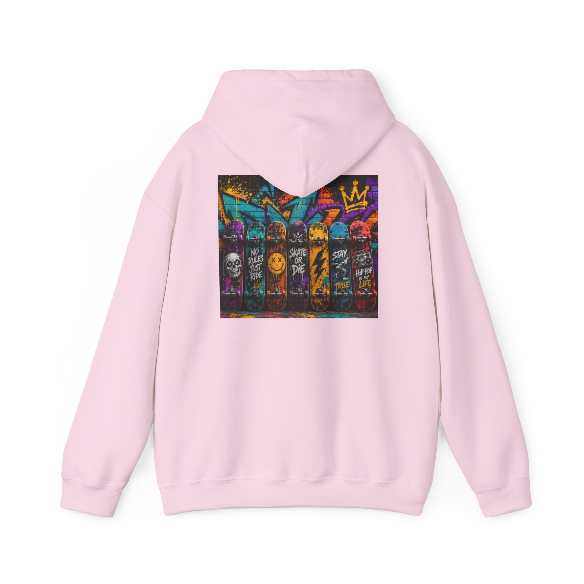 Skate Crew Graffiti Hoodie — Urban Skateboard Art Pullover