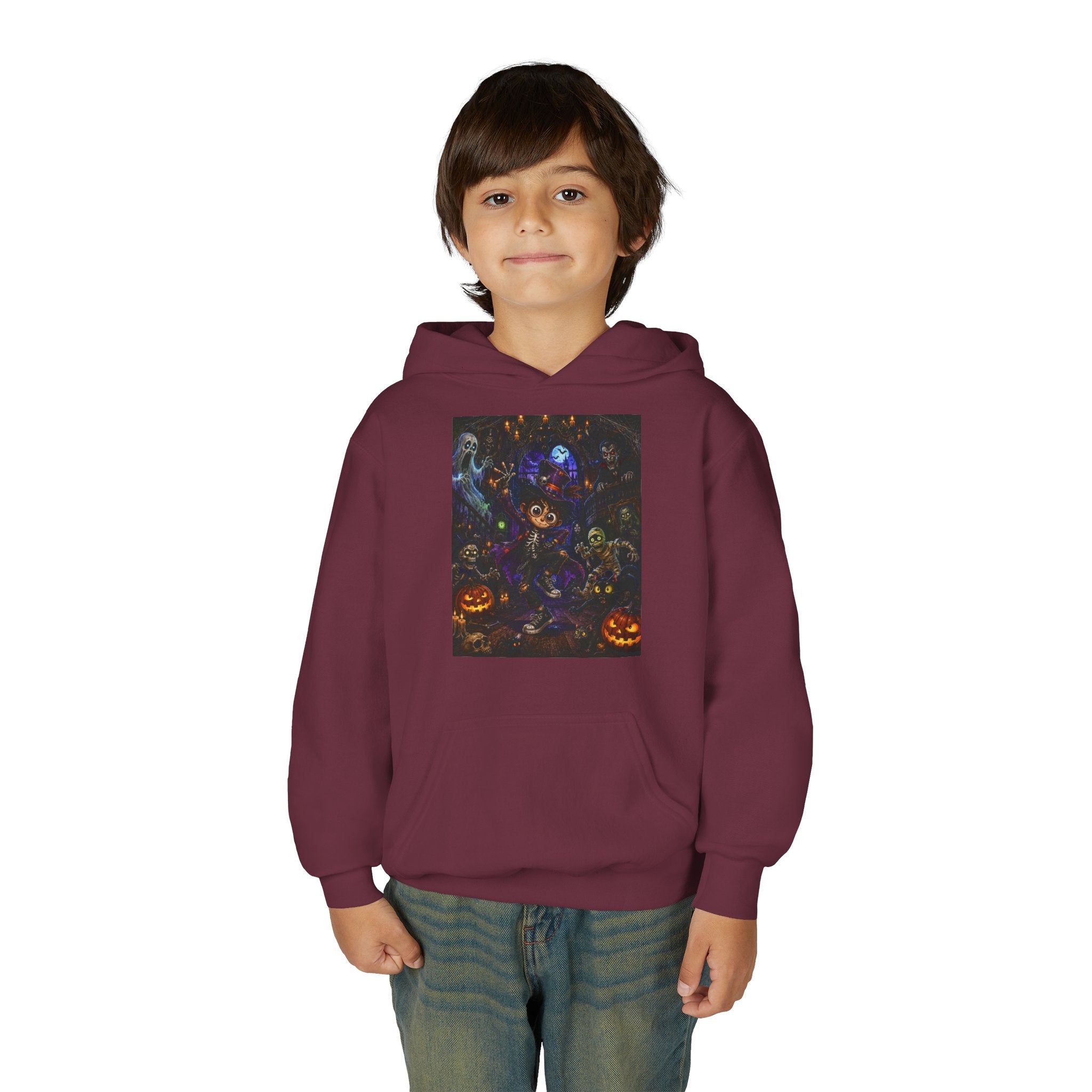 Youth Hoodie - Spooky Magician Halloween Jack-o'-Lantern Galaxy Design