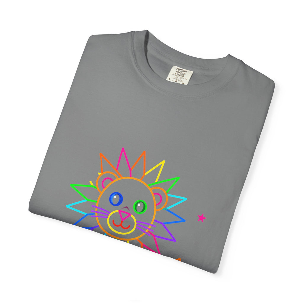 Rainbow Line Art Lion T-Shirt — Cute Kids Graphic Tee