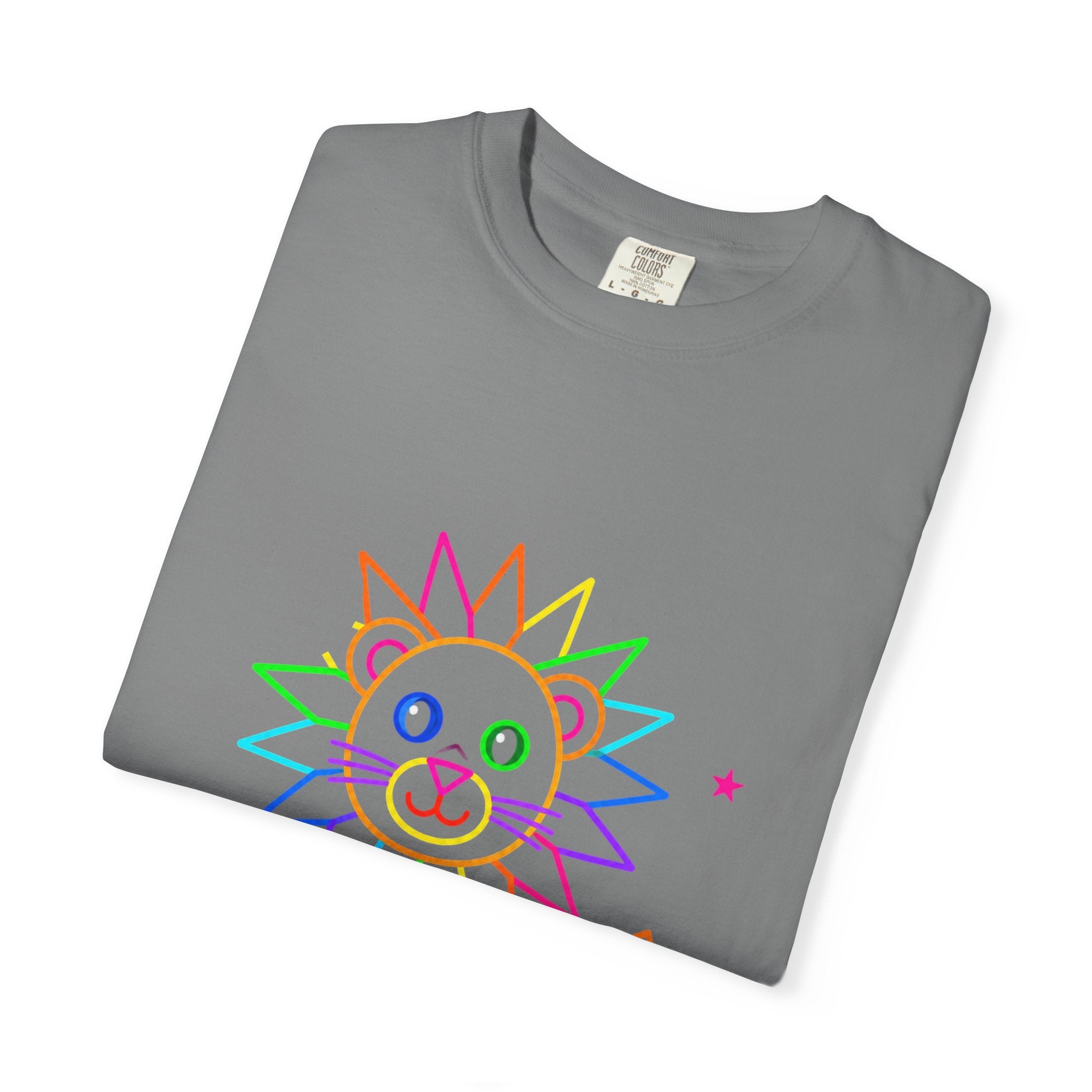 Rainbow Line Art Lion T-Shirt — Cute Kids Graphic Tee