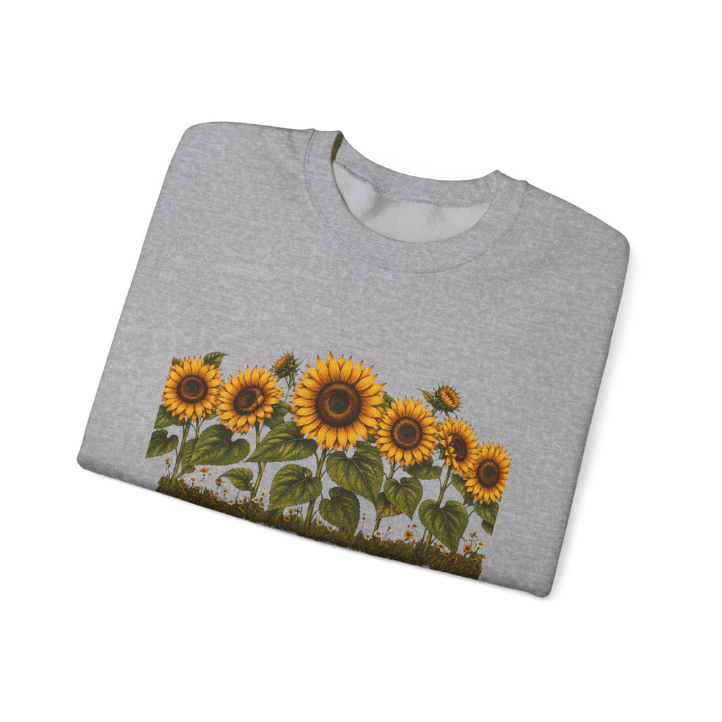 Sunflower Field Crewneck Sweatshirt — Vintage Botanical Floral Pullover