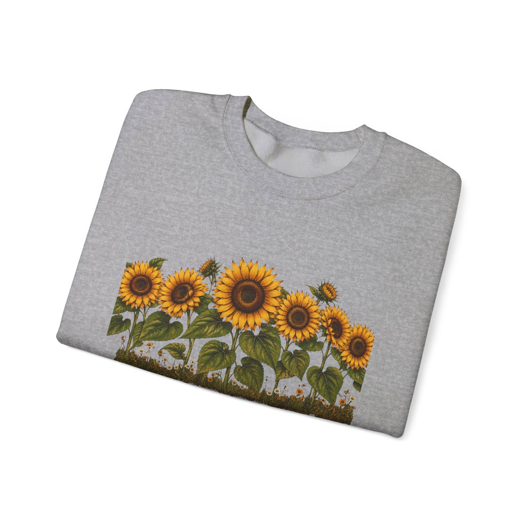 Sunflower Field Crewneck Sweatshirt — Vintage Botanical Floral Pullover