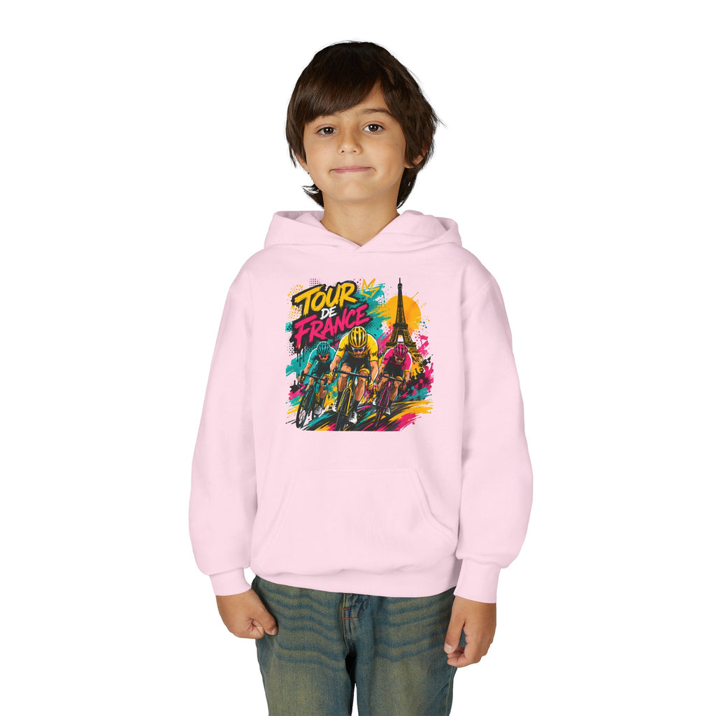 Tour de France Youth Hoodie — Colorful Cycling Graphic Sweatshirt