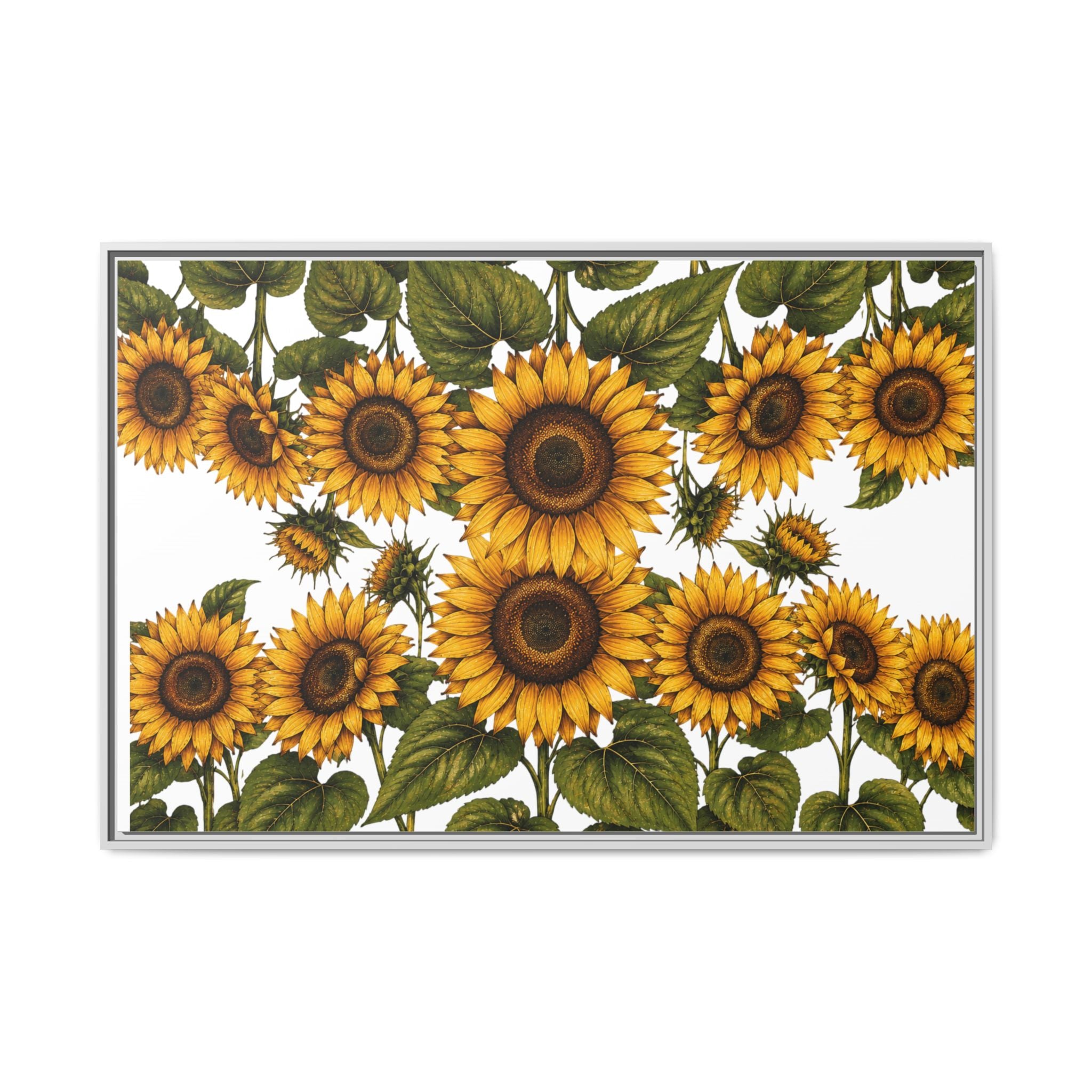 Framed Sunflower Canvas Print — Matte Floral Wall Art