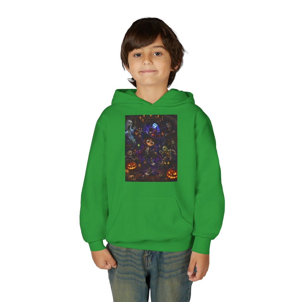 Youth Hoodie - Spooky Magician Halloween Jack-o'-Lantern Galaxy Design