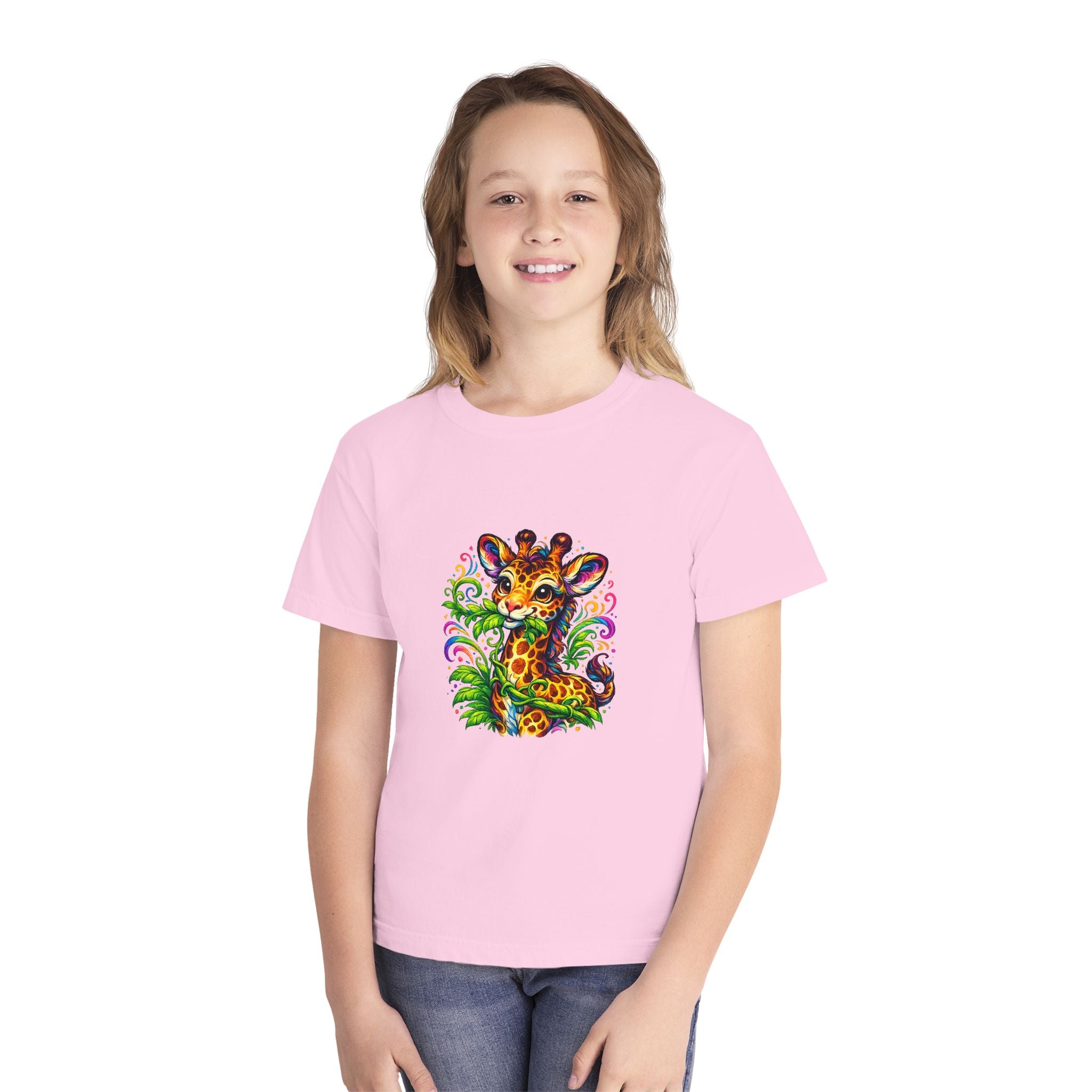 Cute Colorful Giraffe Kids T-Shirt — Playful Jungle Animal Tee for Toddlers & Children