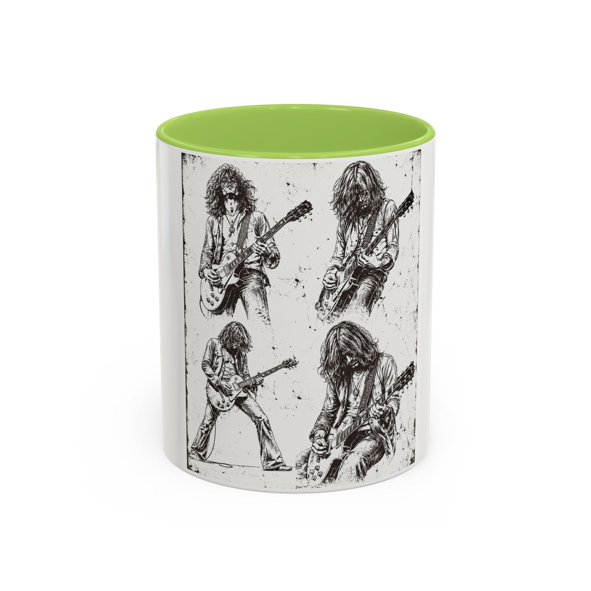 Rock Guitarist Sketch Accent Coffee Mug — Vintage Band Art 11/15oz