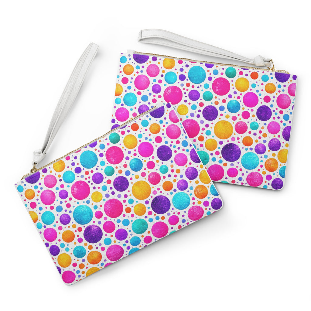 Colorful Confetti Dot Clutch — Bright Polka Dot Wristlet