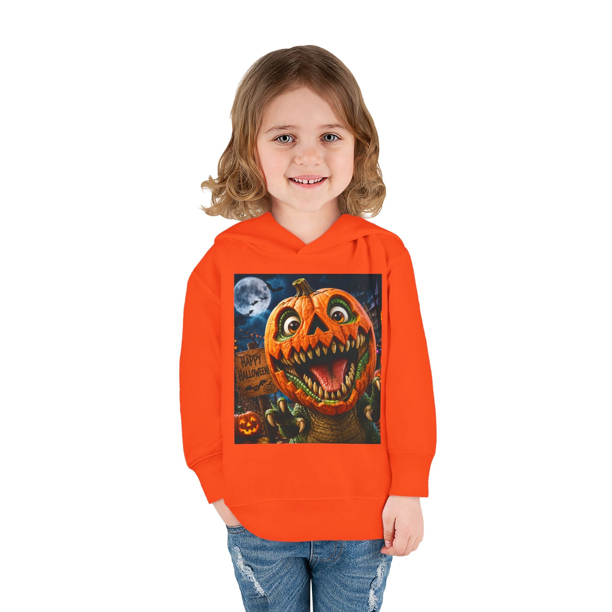 Halloween Toddler Hoodie — Dinosaur Creepy Jack-O'-Lantern Pumpkin Halloween Pullover