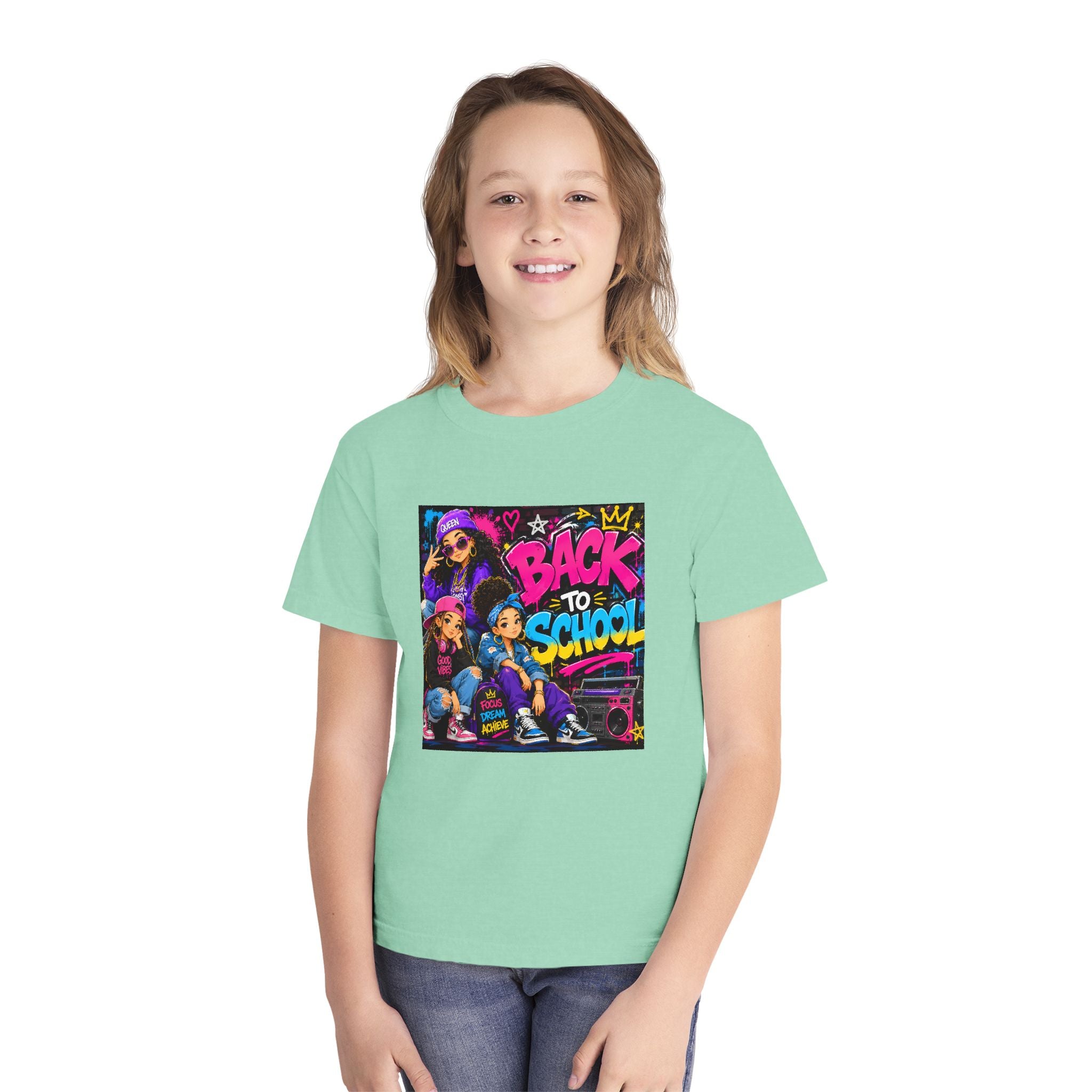 Back to School Youth Tee — Retro Hip-Hop Graphic with Custom Name