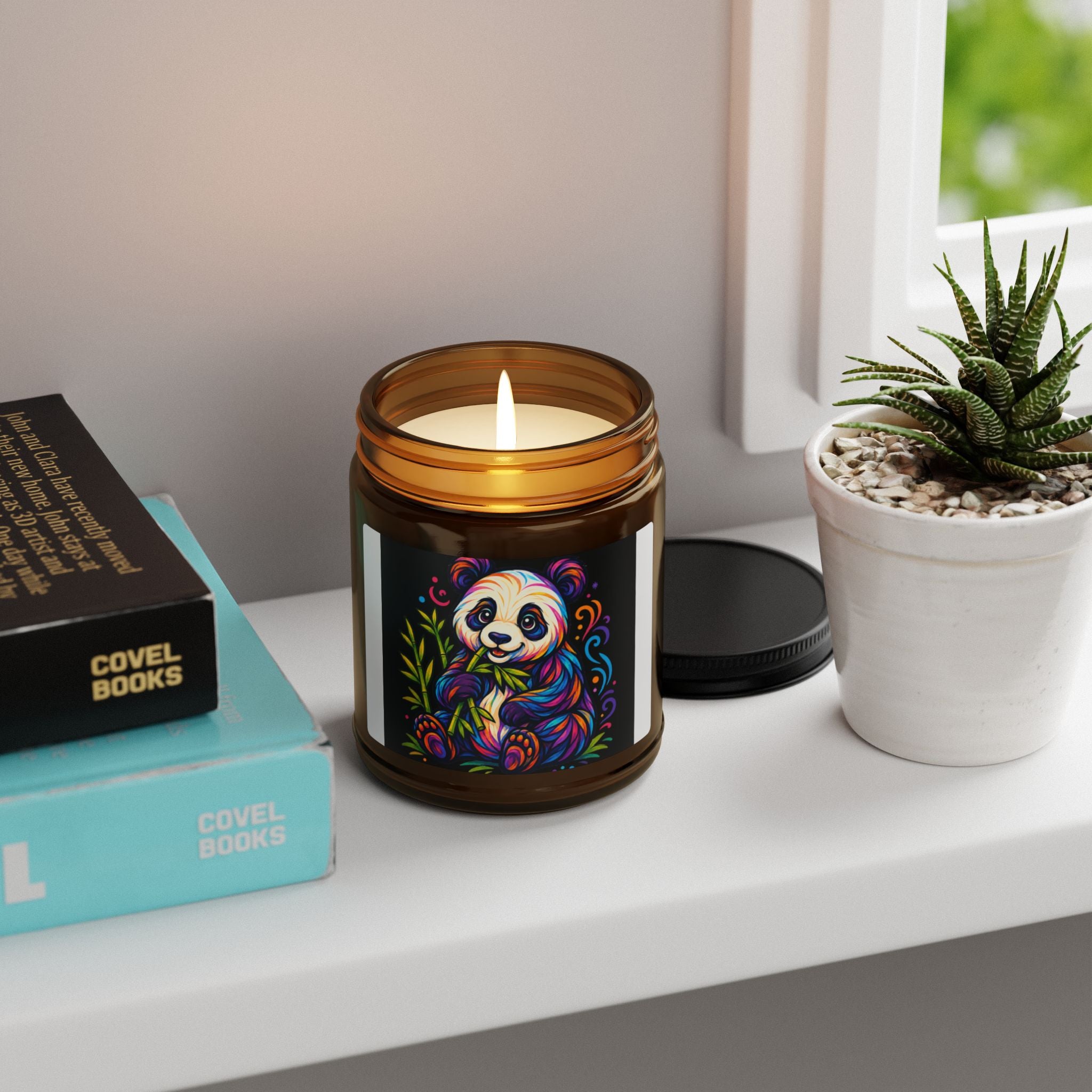 Colorful Panda Soy Candle — Amber Jar Scented Candle (Multi-Size)