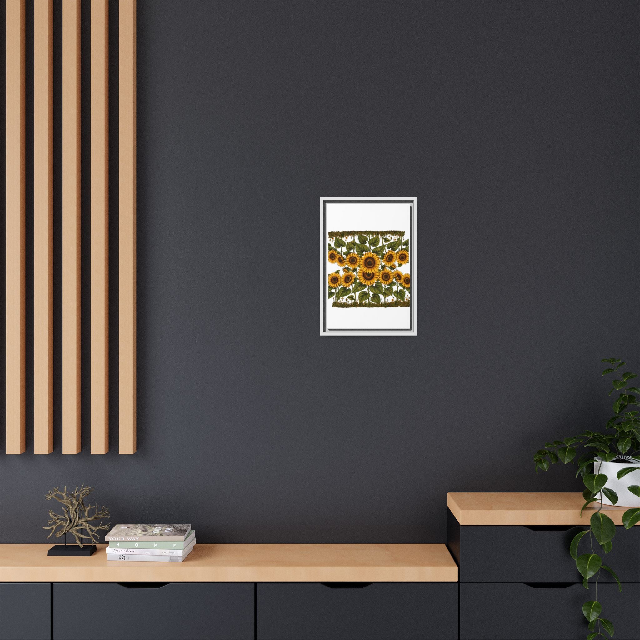 Framed Sunflower Canvas Print — Matte Floral Wall Art