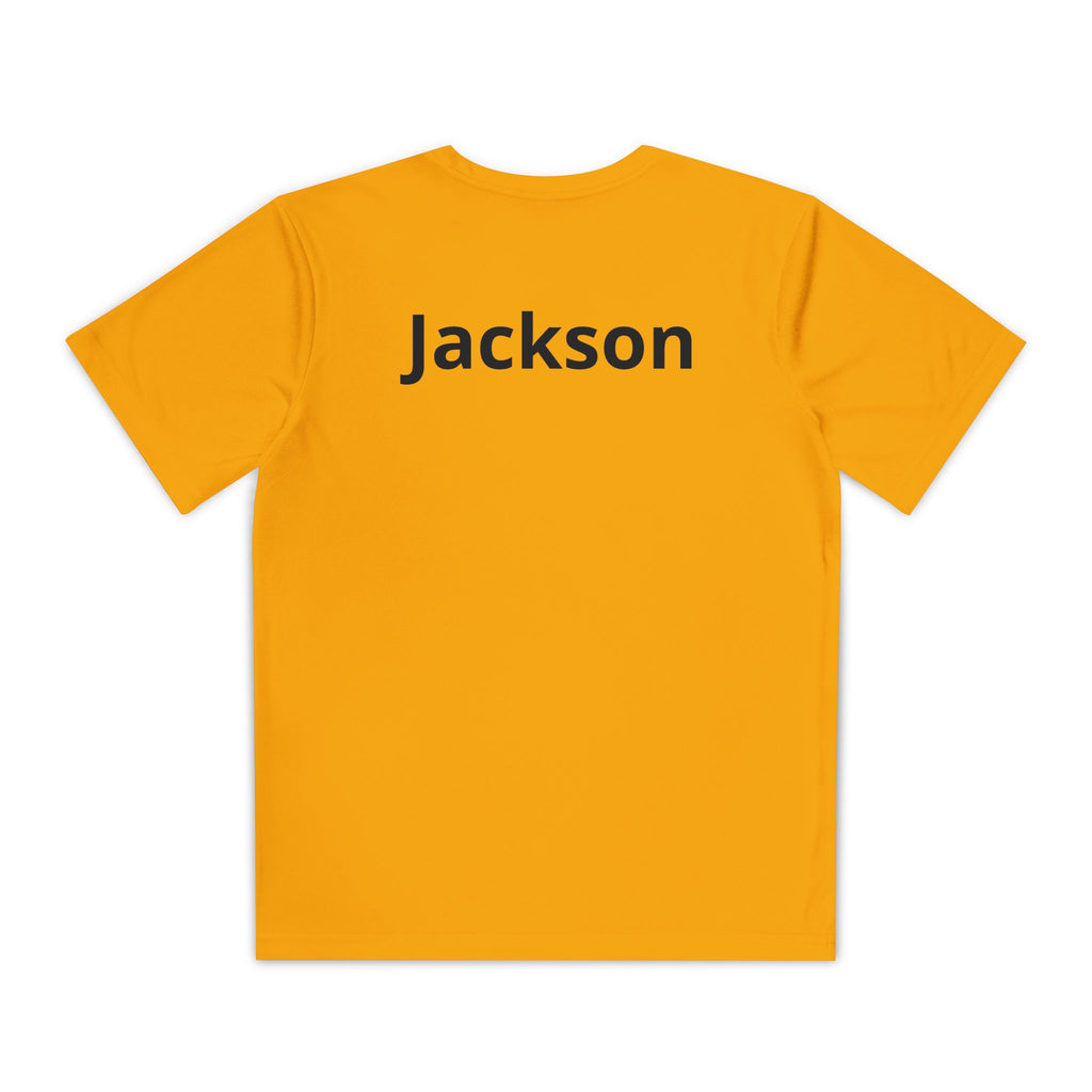 Youth Basketball Tee, Back to School — "Focus Work Win" Personalized Name Jersey