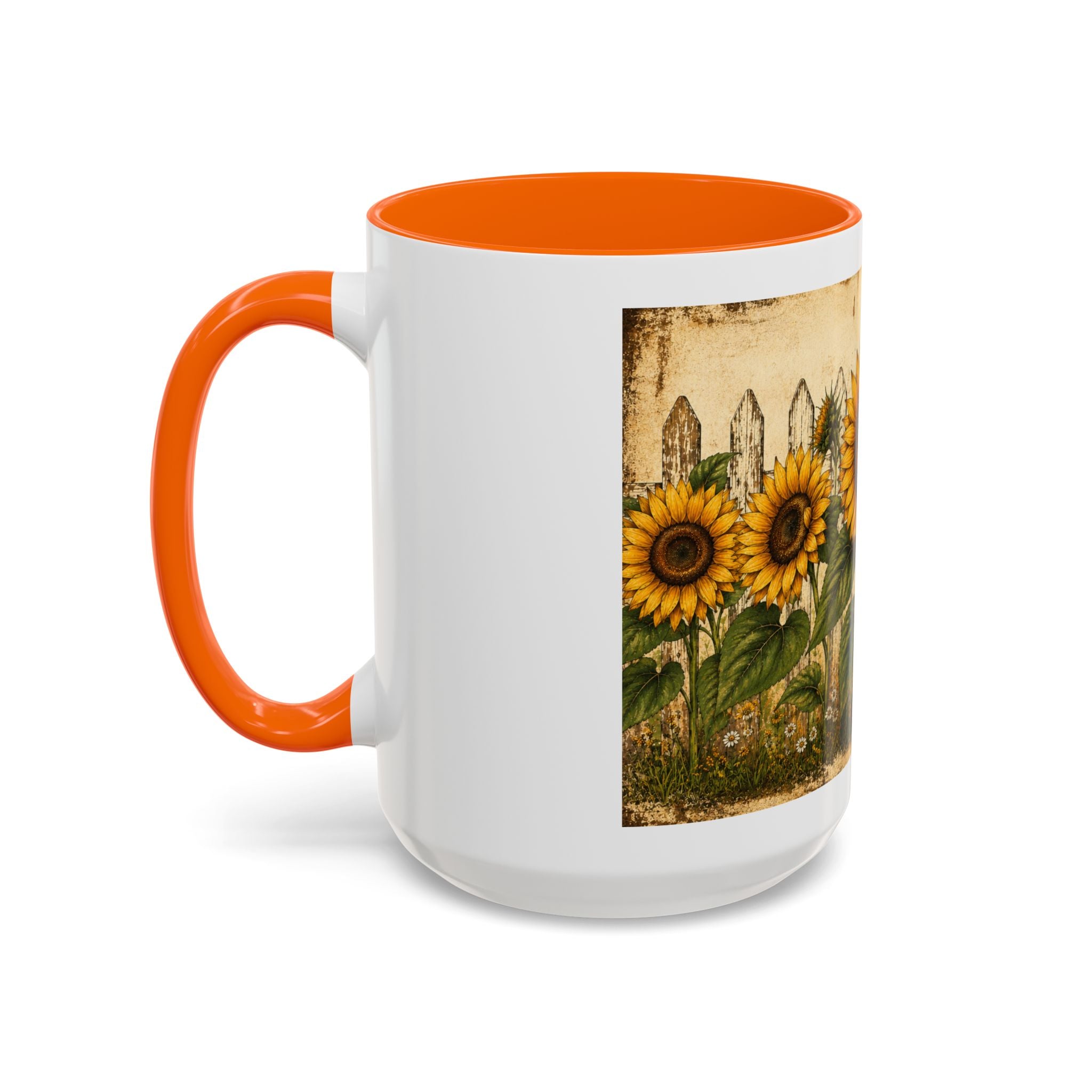 Sunflower Garden Coffee Mug — Vintage Farmhouse Floral Accent Mug