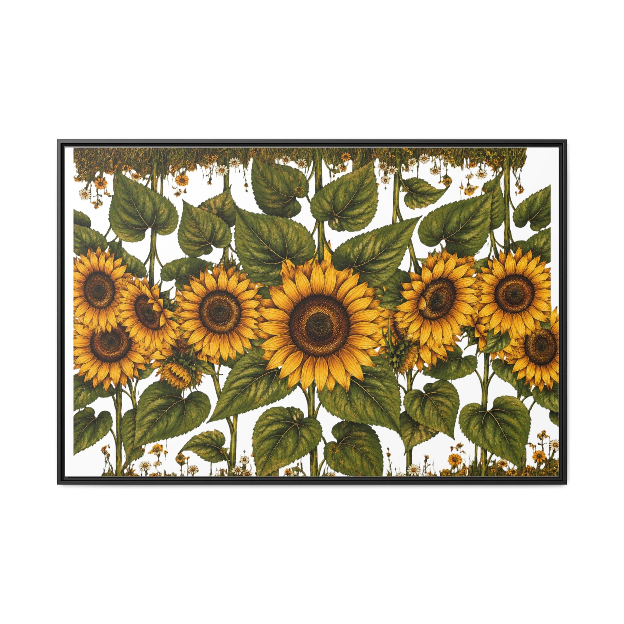 Framed Sunflower Canvas Print — Matte Floral Wall Art