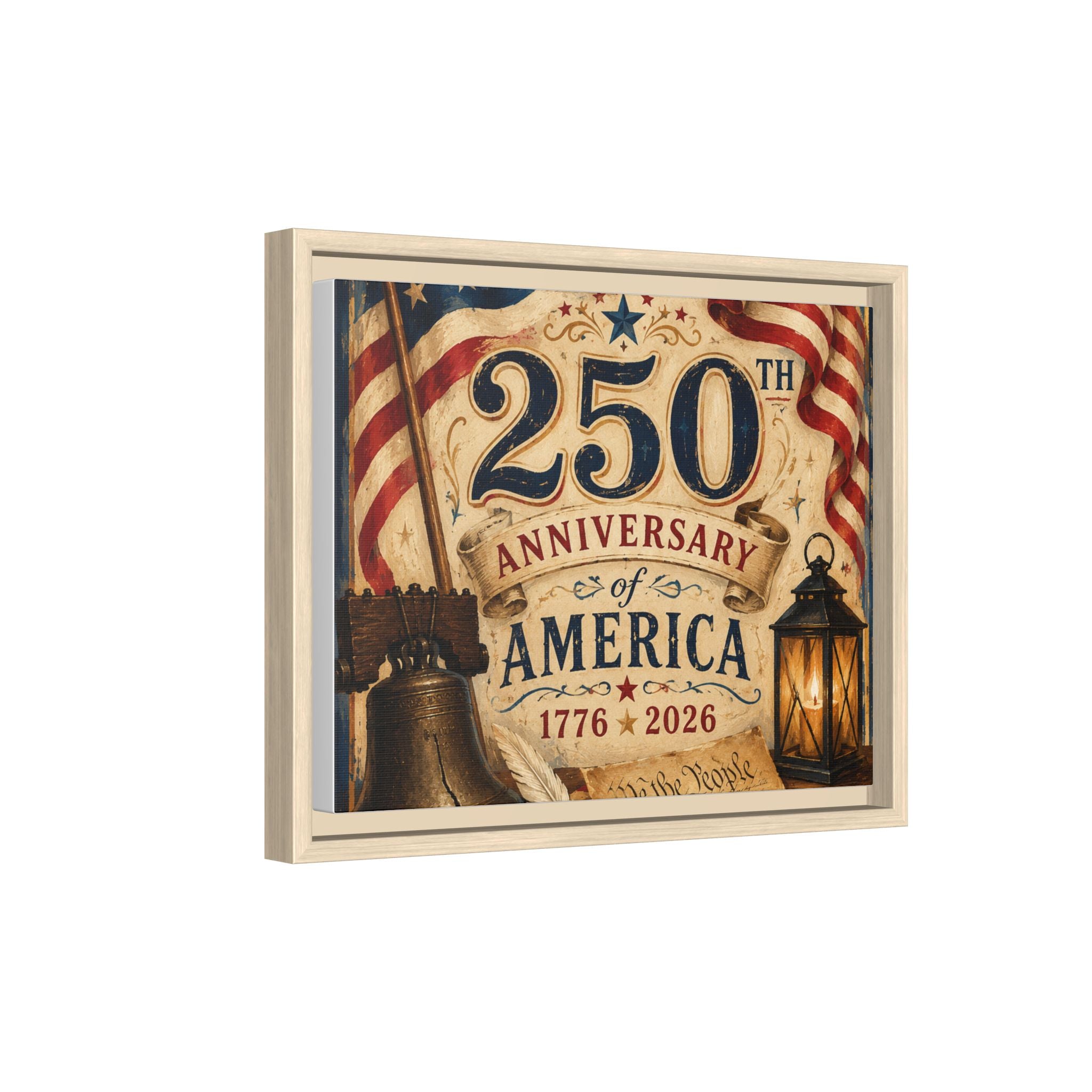 250th Anniversary of America Framed Canvas Print — Patriotic 1776–2026 Wall Art