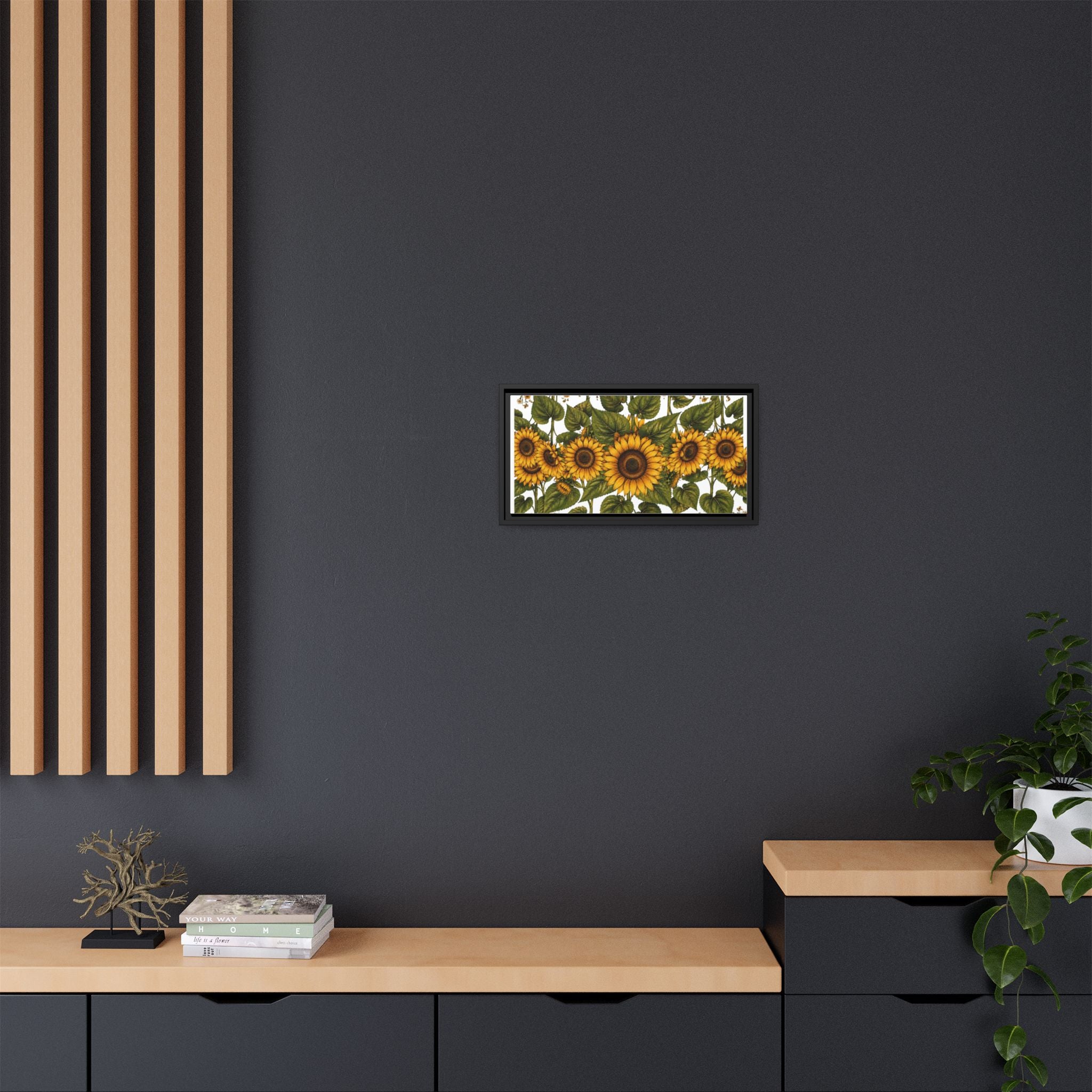 Framed Sunflower Canvas Print — Matte Floral Wall Art