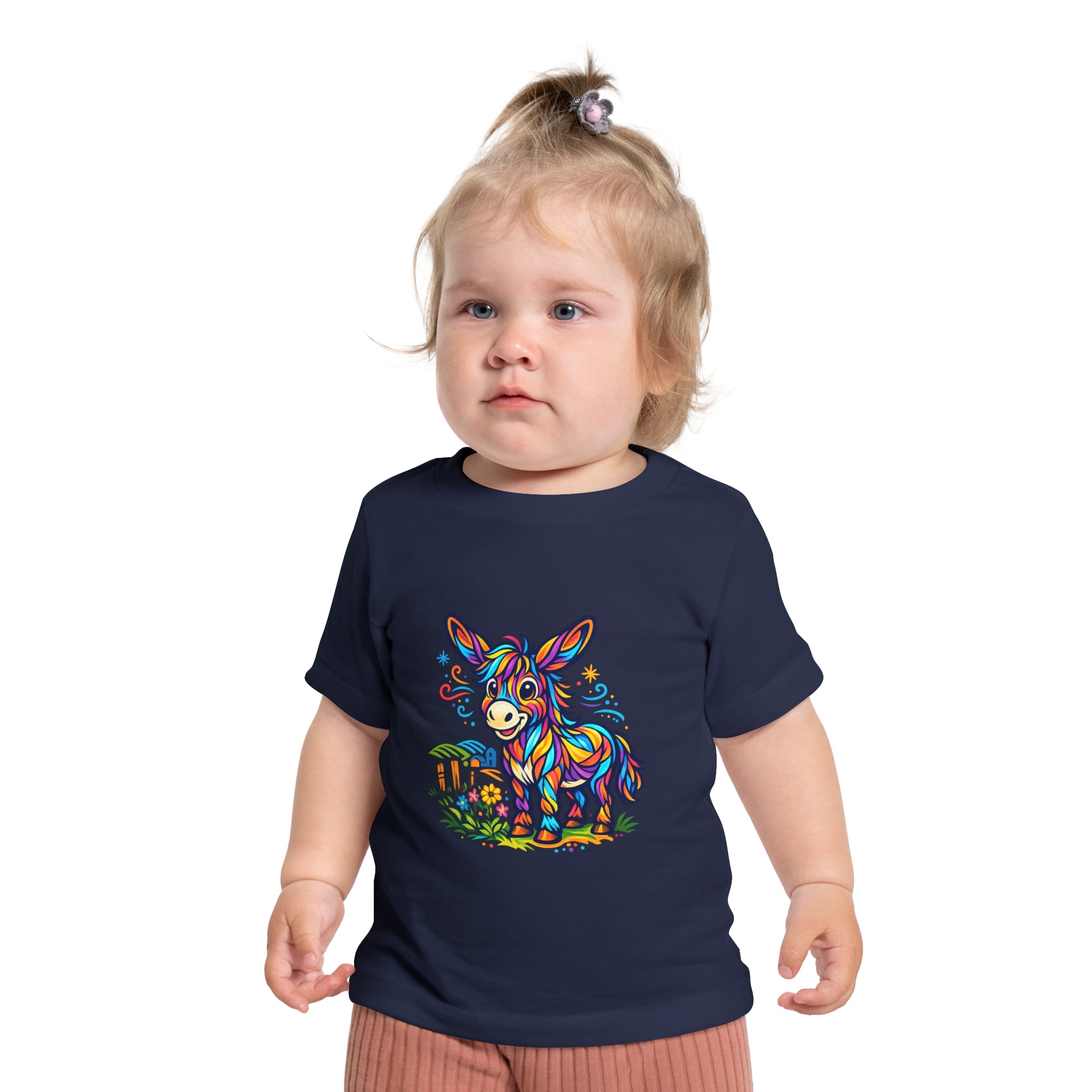 Baby T-Shirt — Colorful Rainbow Donkey Cute Farm Animal Tee for Infants