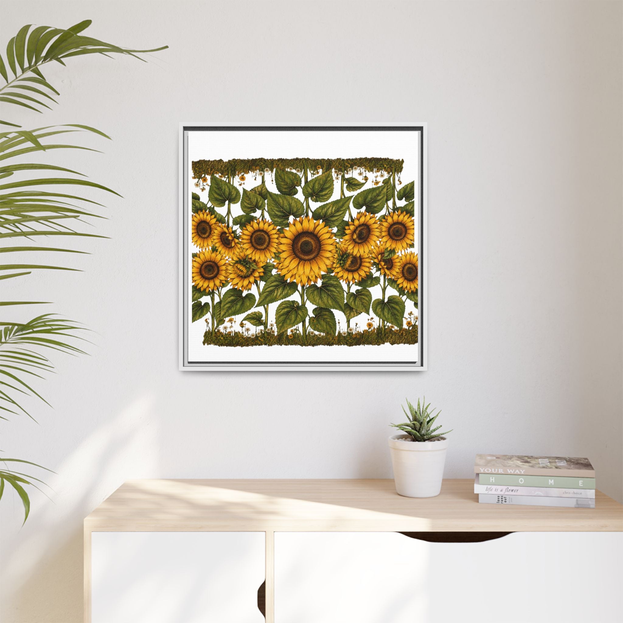 Framed Sunflower Canvas Print — Matte Floral Wall Art