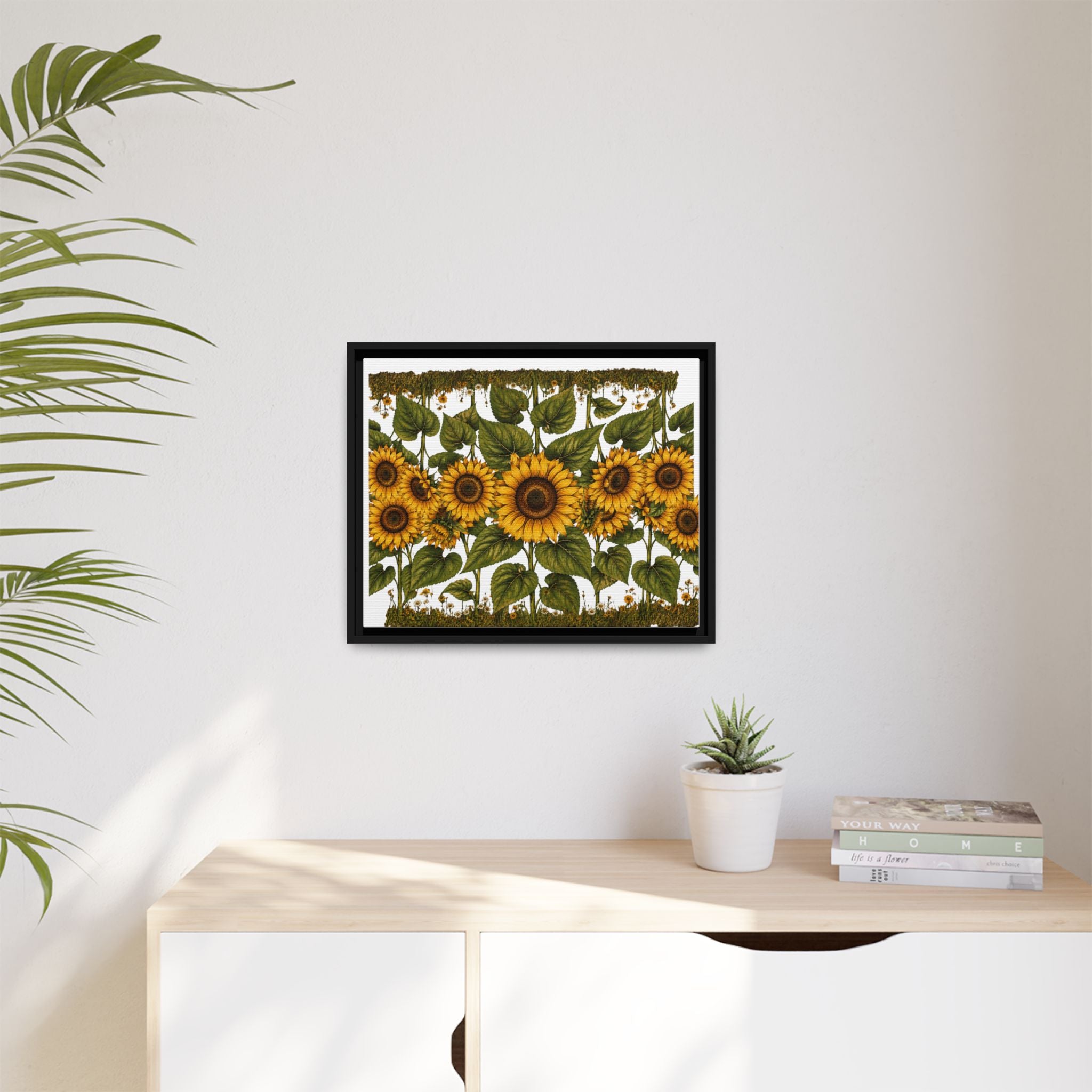 Framed Sunflower Canvas Print — Matte Floral Wall Art