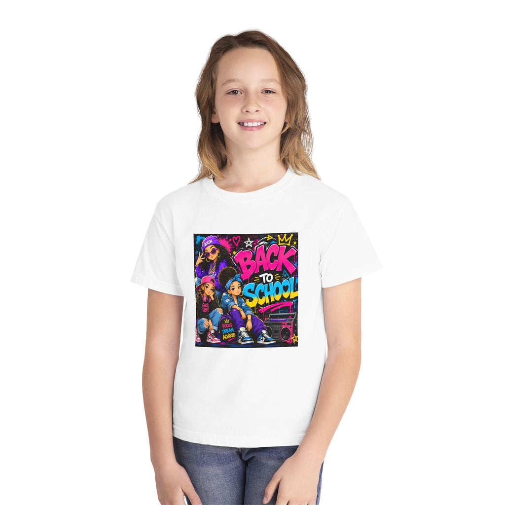 Back to School Youth Tee — Retro Hip-Hop Graphic with Custom Name