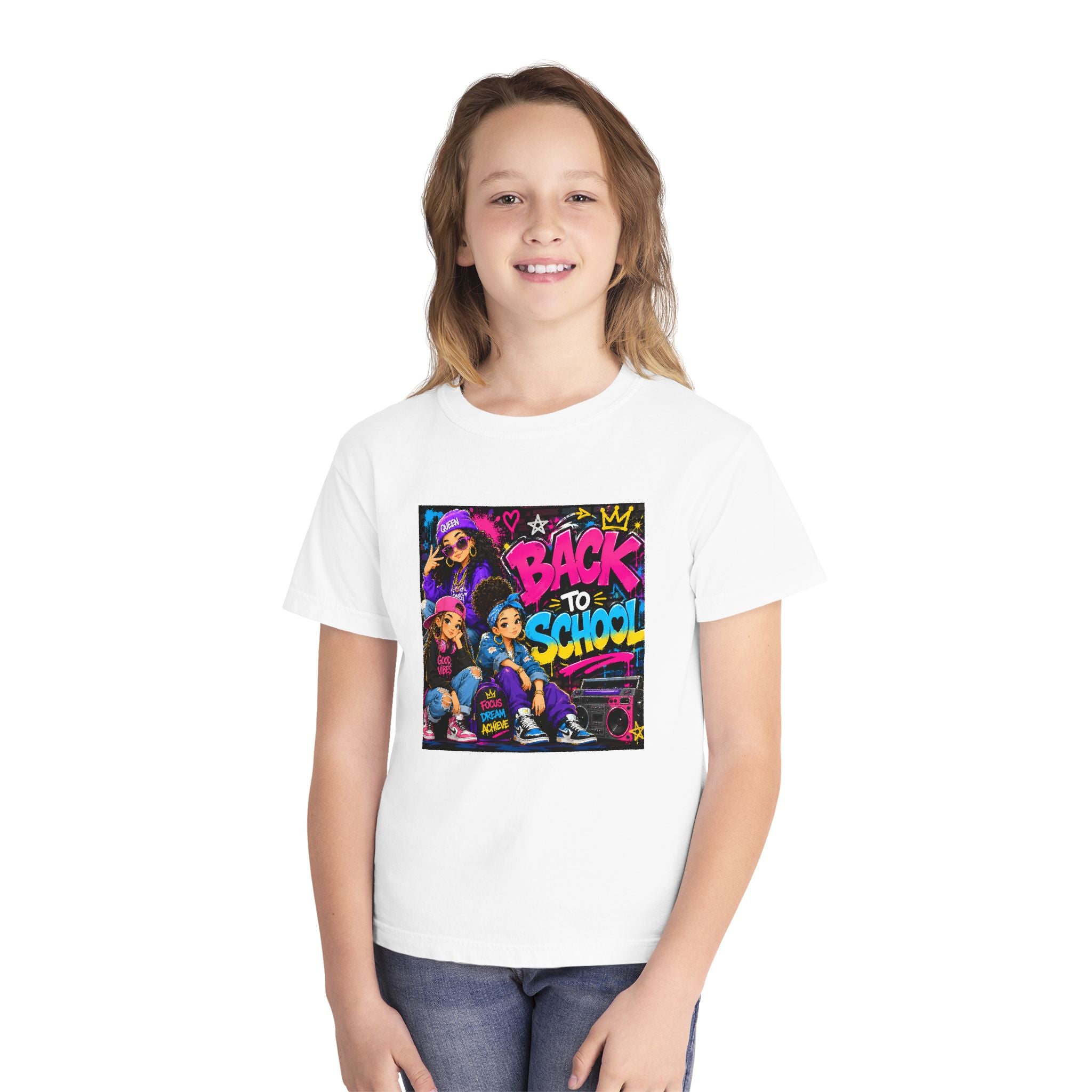 Back to School Youth Tee — Retro Hip-Hop Graphic with Custom Name