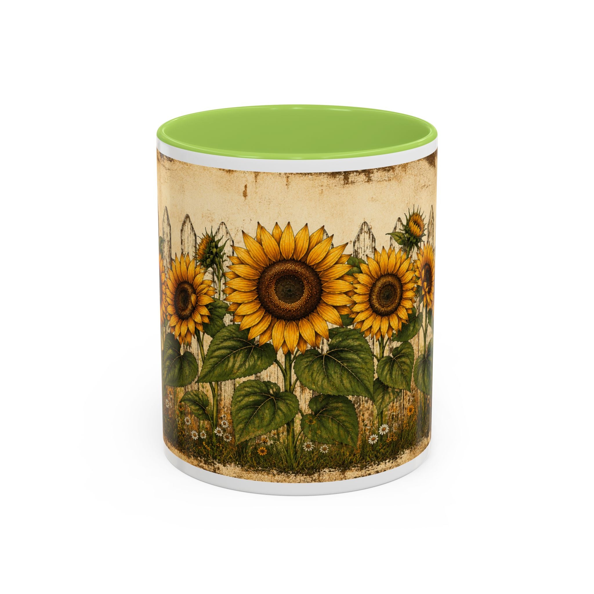 Sunflower Garden Coffee Mug — Vintage Farmhouse Floral Accent Mug